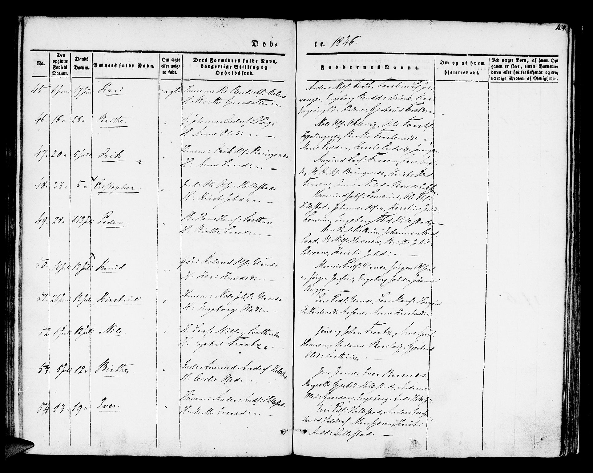 Hafslo sokneprestembete, AV/SAB-A-80301/H/Haa/Haaa/L0005: Parish register (official) no. A 5, 1834-1852, p. 104