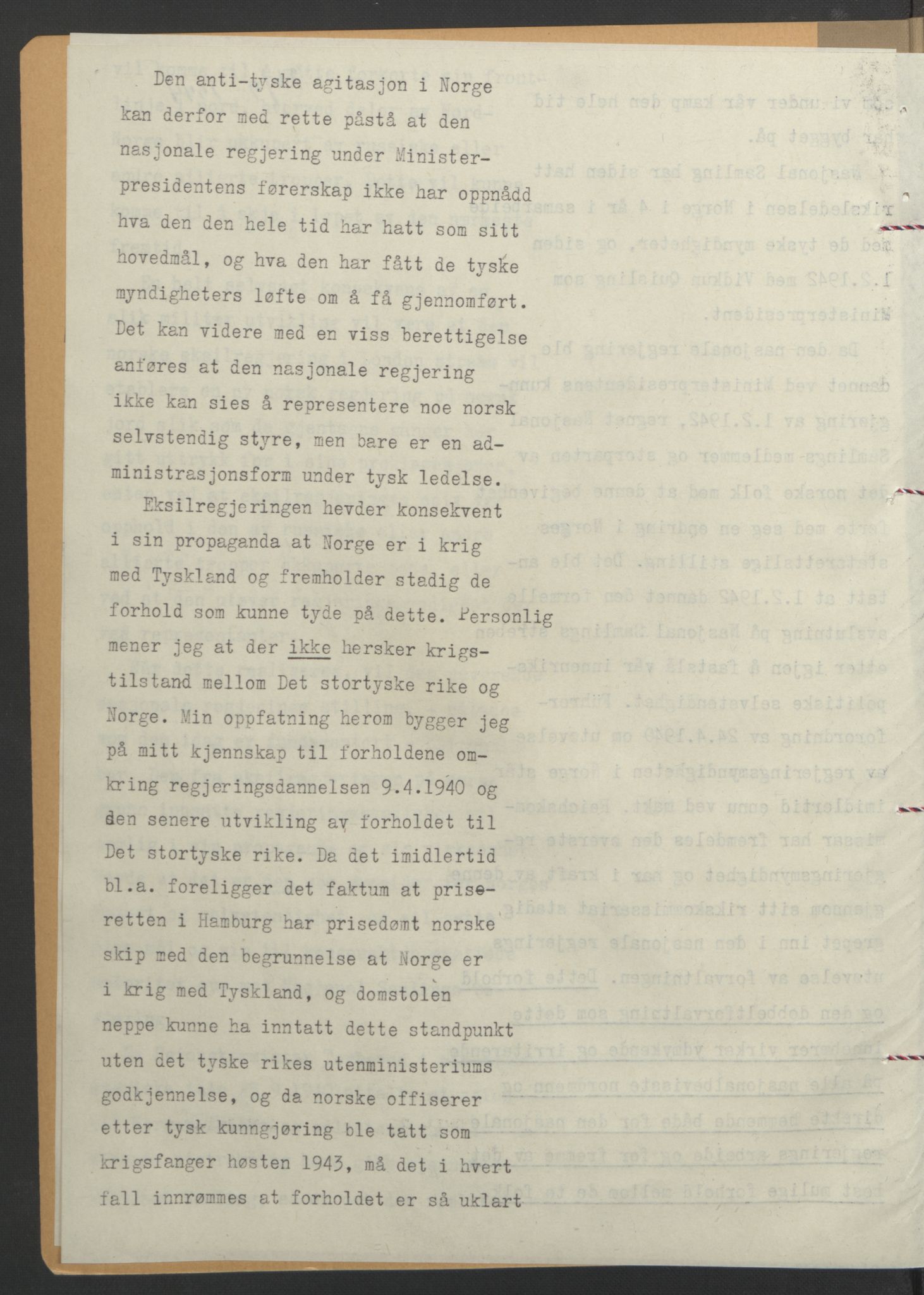 NS-administrasjonen 1940-1945 (Statsrådsekretariatet, de kommisariske statsråder mm), AV/RA-S-4279/D/Db/L0111/0003: Saker fra krigsårene / Journal, 1940-1945, p. 172