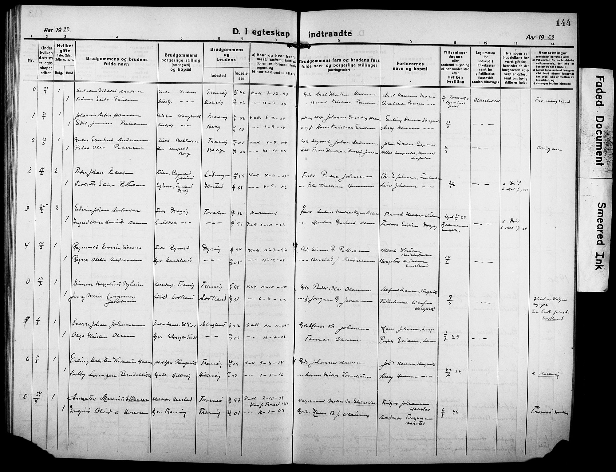 Tranøy sokneprestkontor, SATØ/S-1313/I/Ia/Iab/L0006klokker: Parish register (copy) no. 6, 1919-1932, p. 144