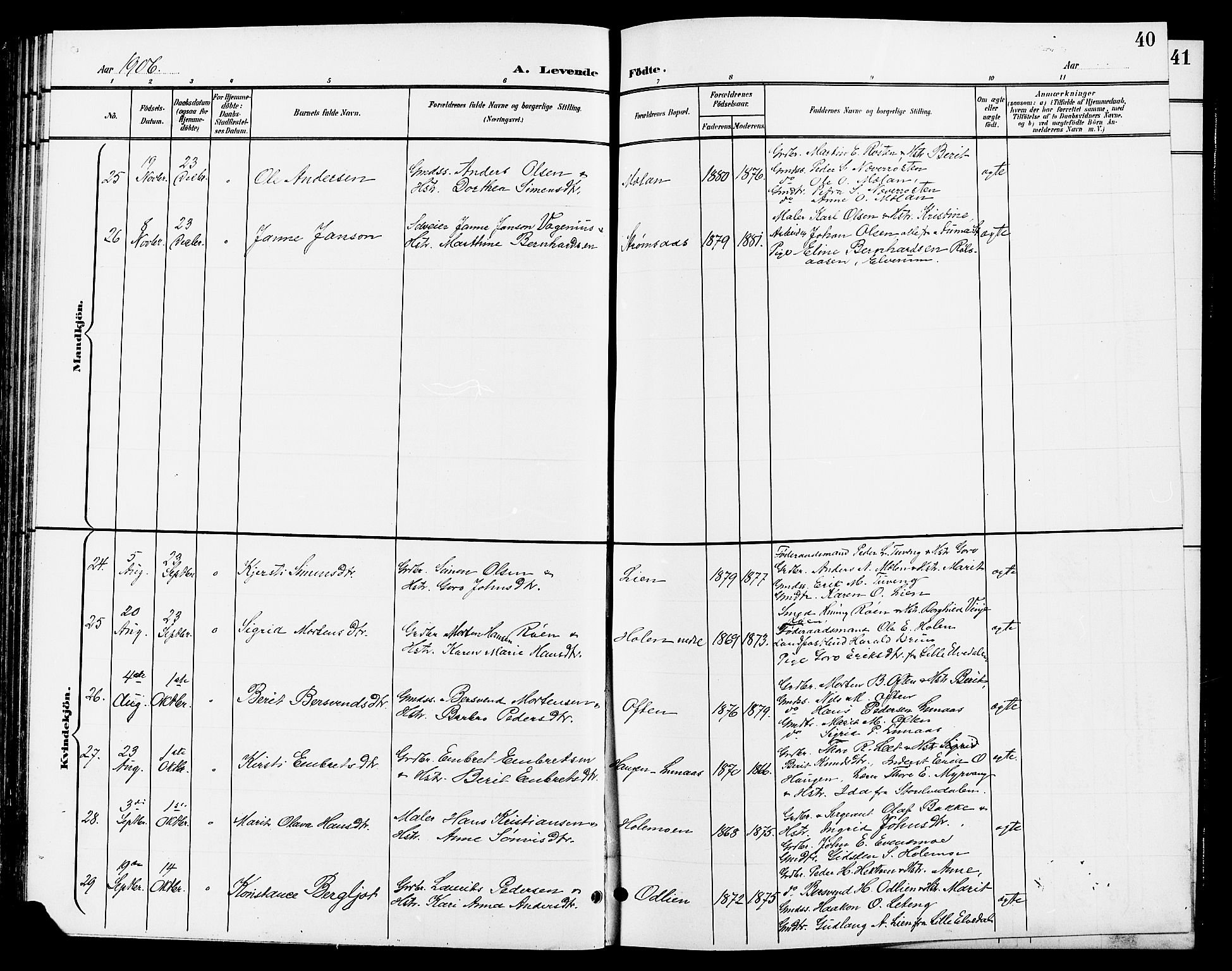 Tynset prestekontor, SAH/PREST-058/H/Ha/Hab/L0009: Parish register (copy) no. 9, 1900-1914, p. 40