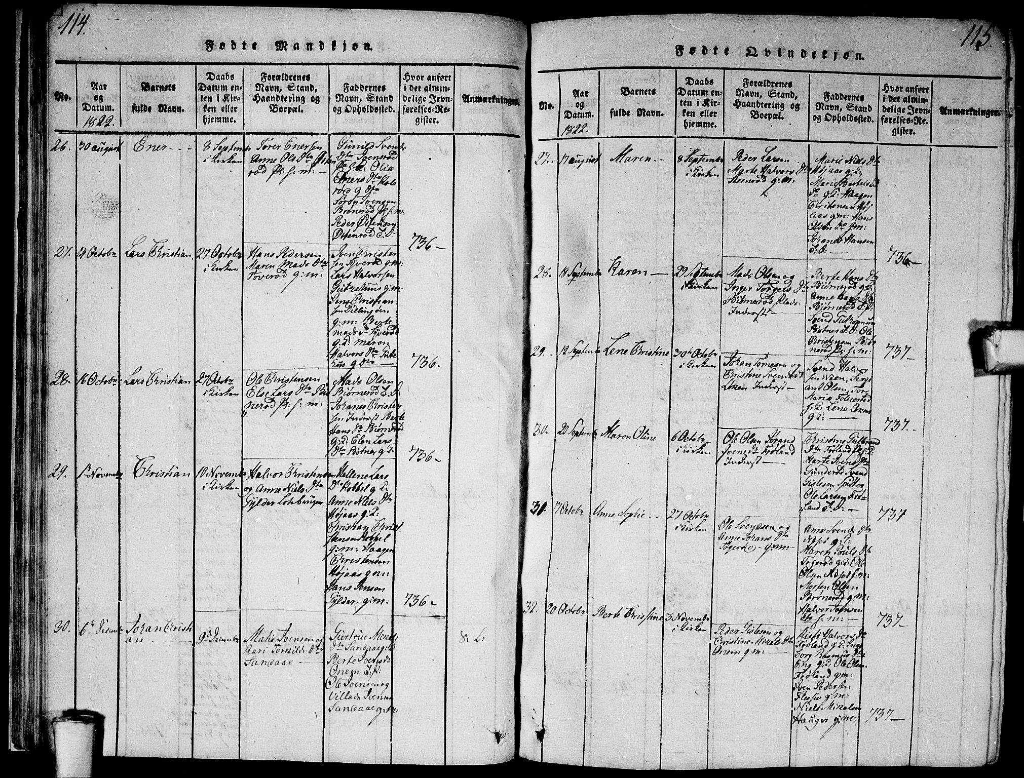 Våler prestekontor Kirkebøker, SAO/A-11083/G/Ga/L0001: Parish register (copy) no. I 1, 1815-1839, p. 114-115