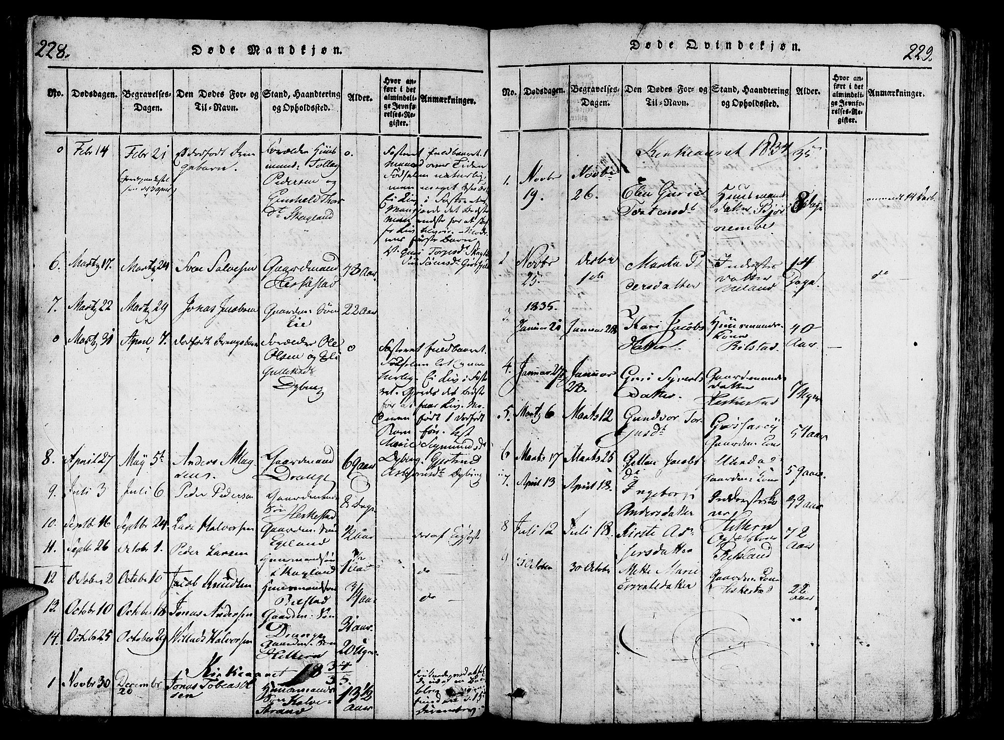 Lund sokneprestkontor, AV/SAST-A-101809/S06/L0006: Parish register (official) no. A 6, 1816-1839, p. 228-229