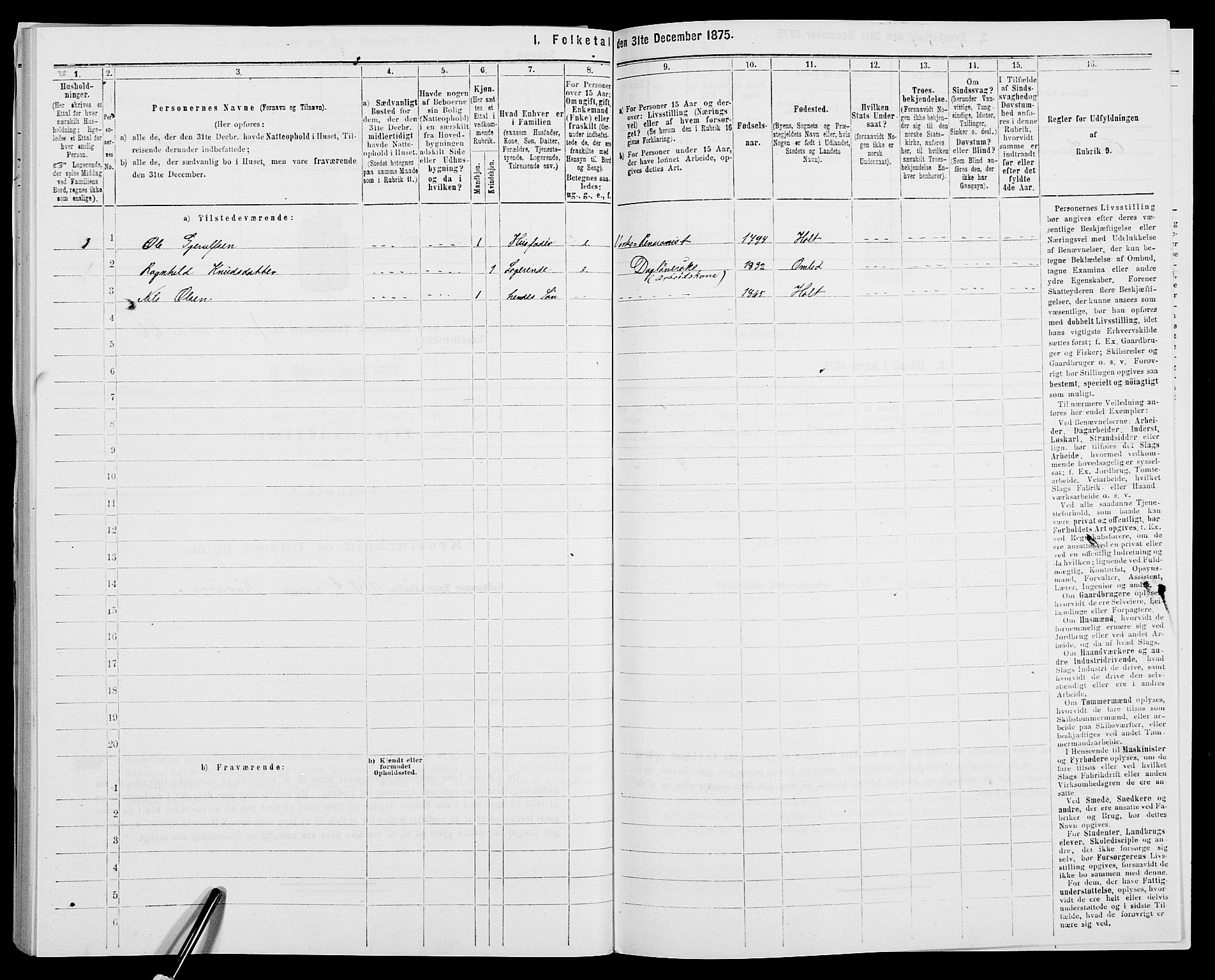 SAK, 1875 census for 0914L Holt/Holt, 1875, p. 182