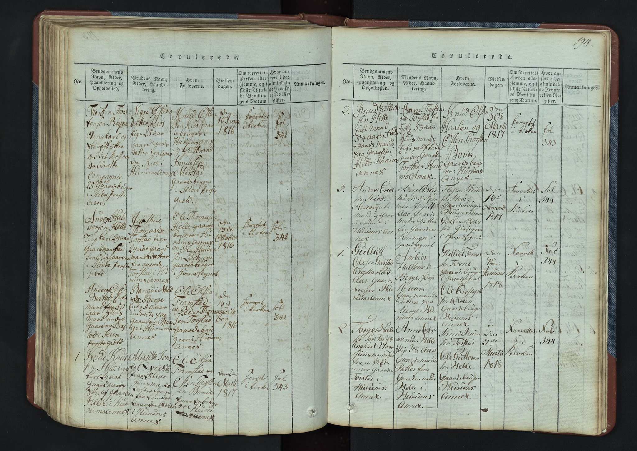 Vang prestekontor, Valdres, SAH/PREST-140/H/Hb/L0003: Parish register (copy) no. 3, 1814-1892, p. 194