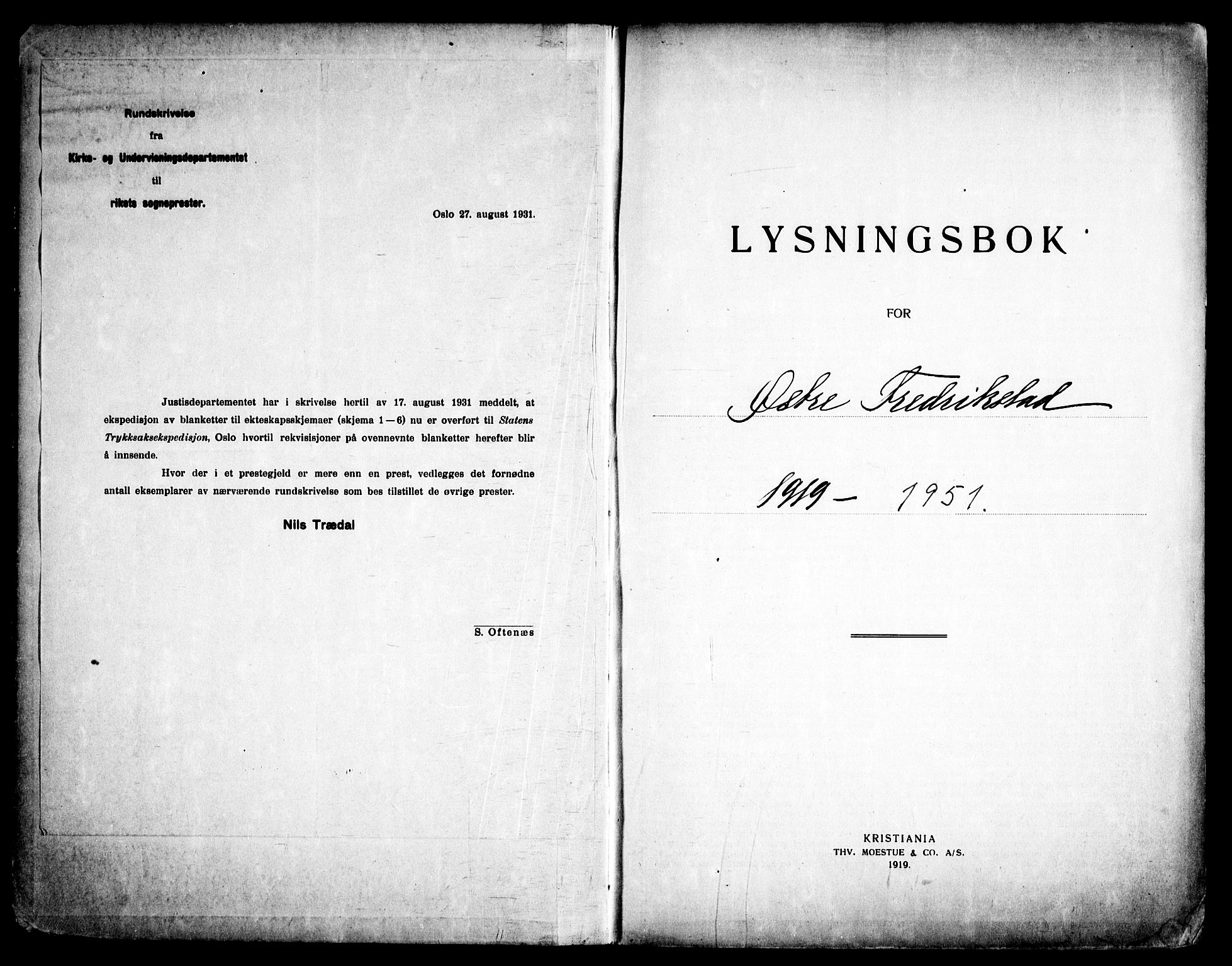 Østre Fredrikstad prestekontor Kirkebøker, AV/SAO-A-10907/H/Ha/L0001: Banns register no. 1, 1919-1951