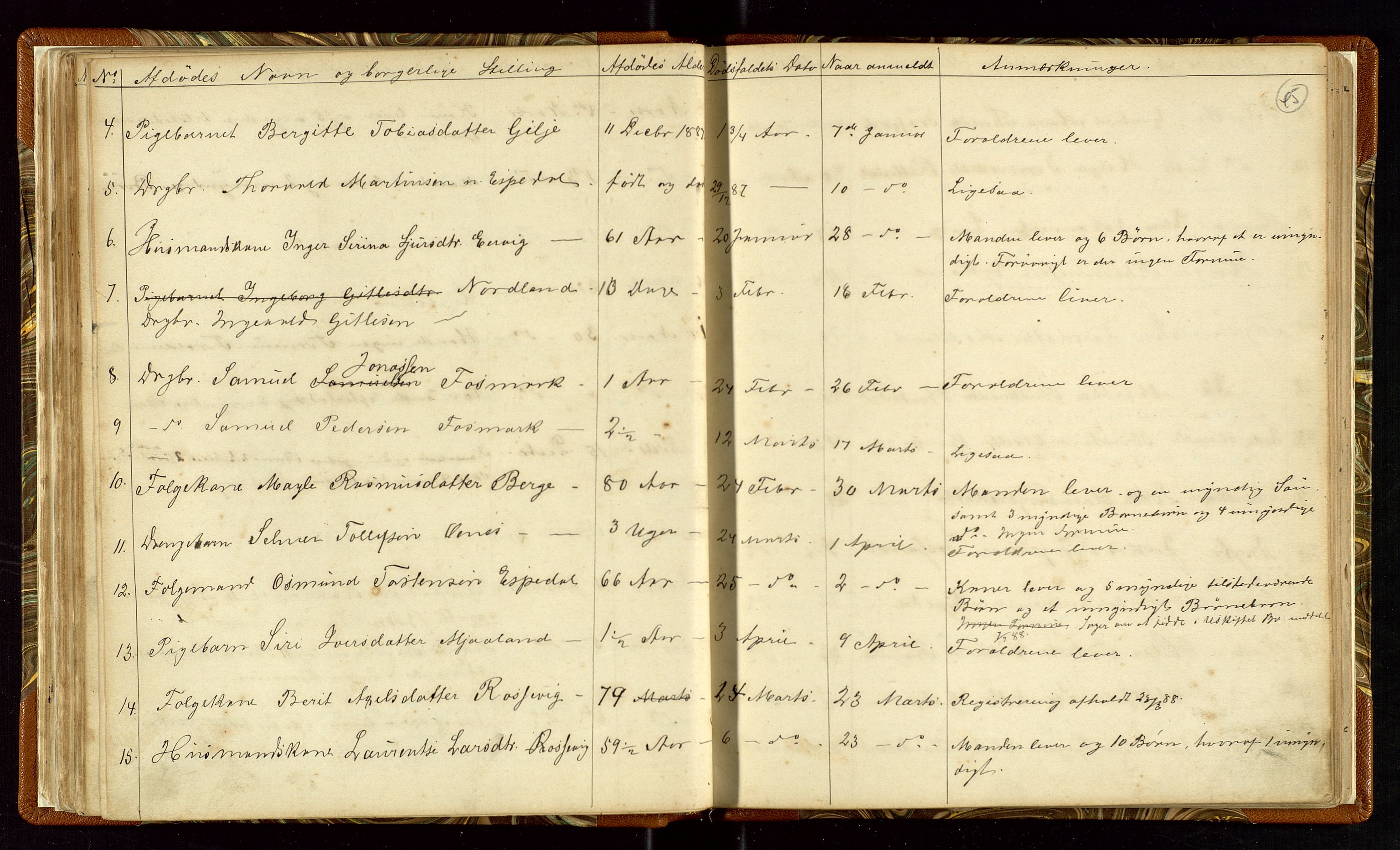 Høle og Forsand lensmannskontor, SAST/A-100127/Gga/L0001: "Fortegnelse over Afdøde i Høle Thinglag fra 1ste Juli 1875 til ", 1875-1902, p. 45