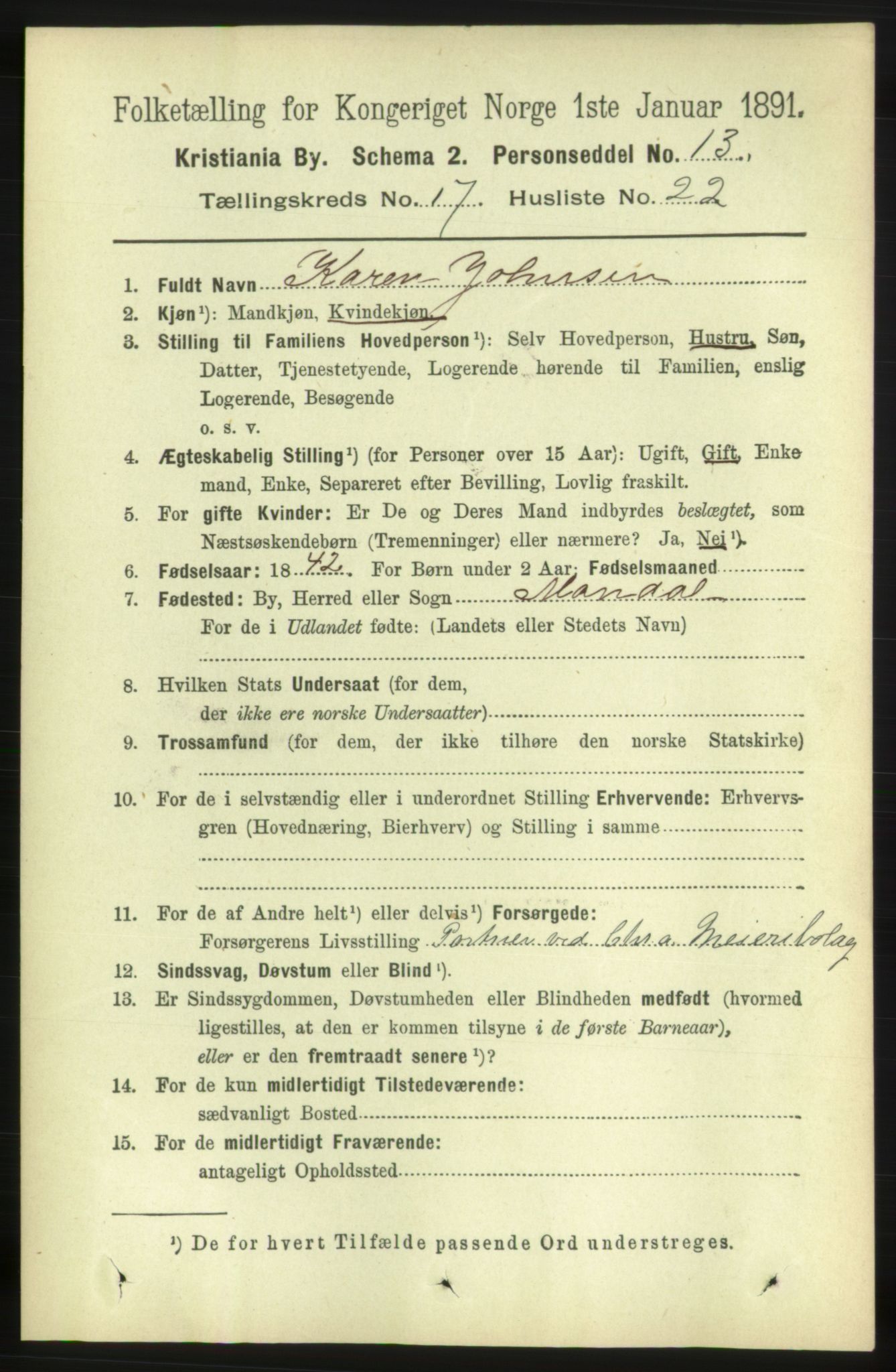 RA, 1891 census for 0301 Kristiania, 1891, p. 8675