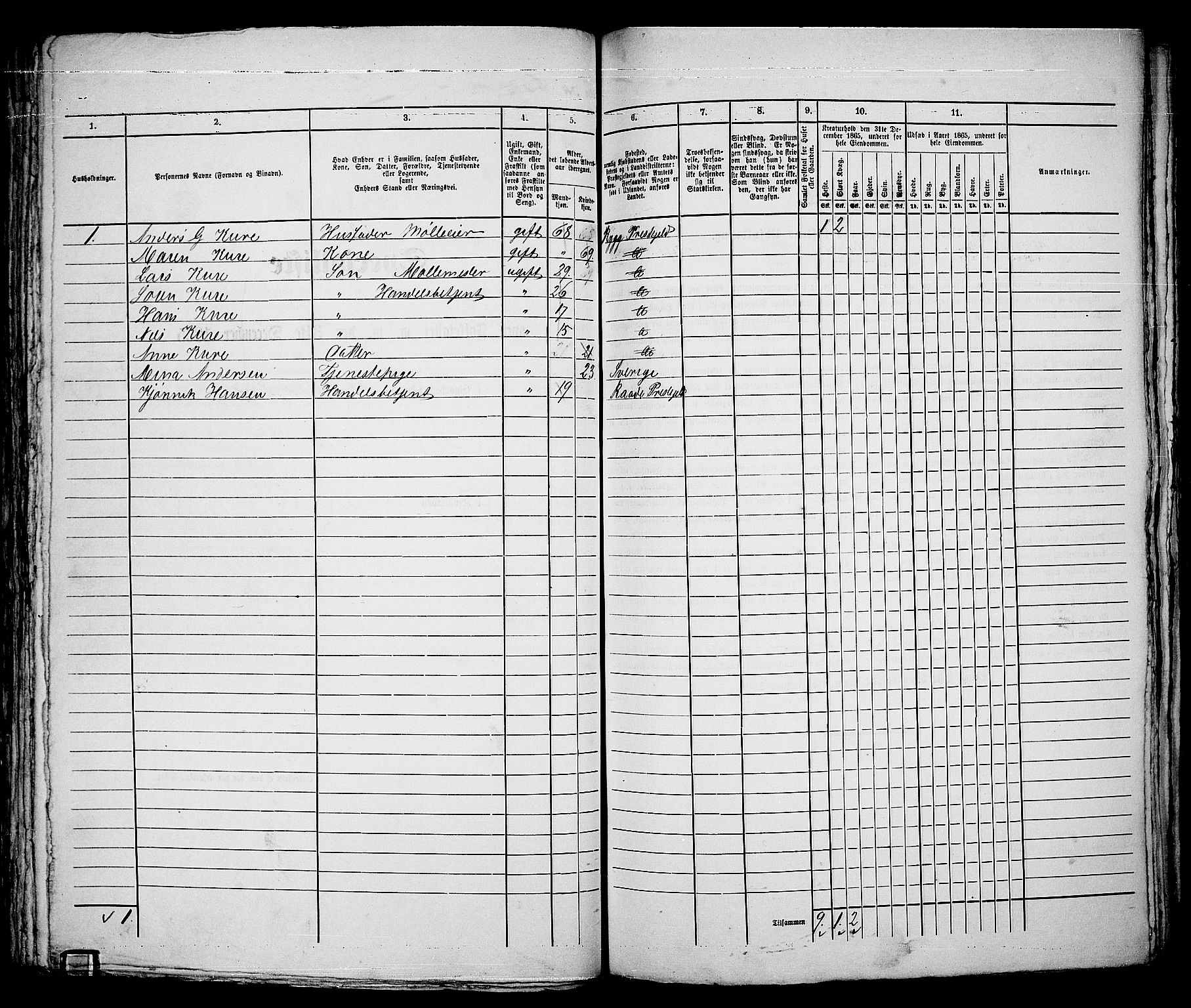 RA, 1865 census for Moss/Moss, 1865, p. 136