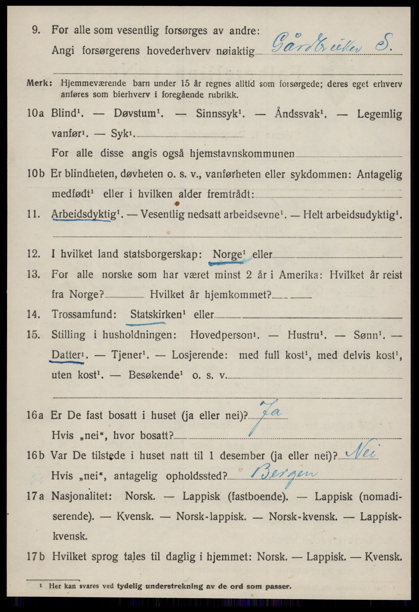 SAT, 1920 census for Horg, 1920, p. 2323