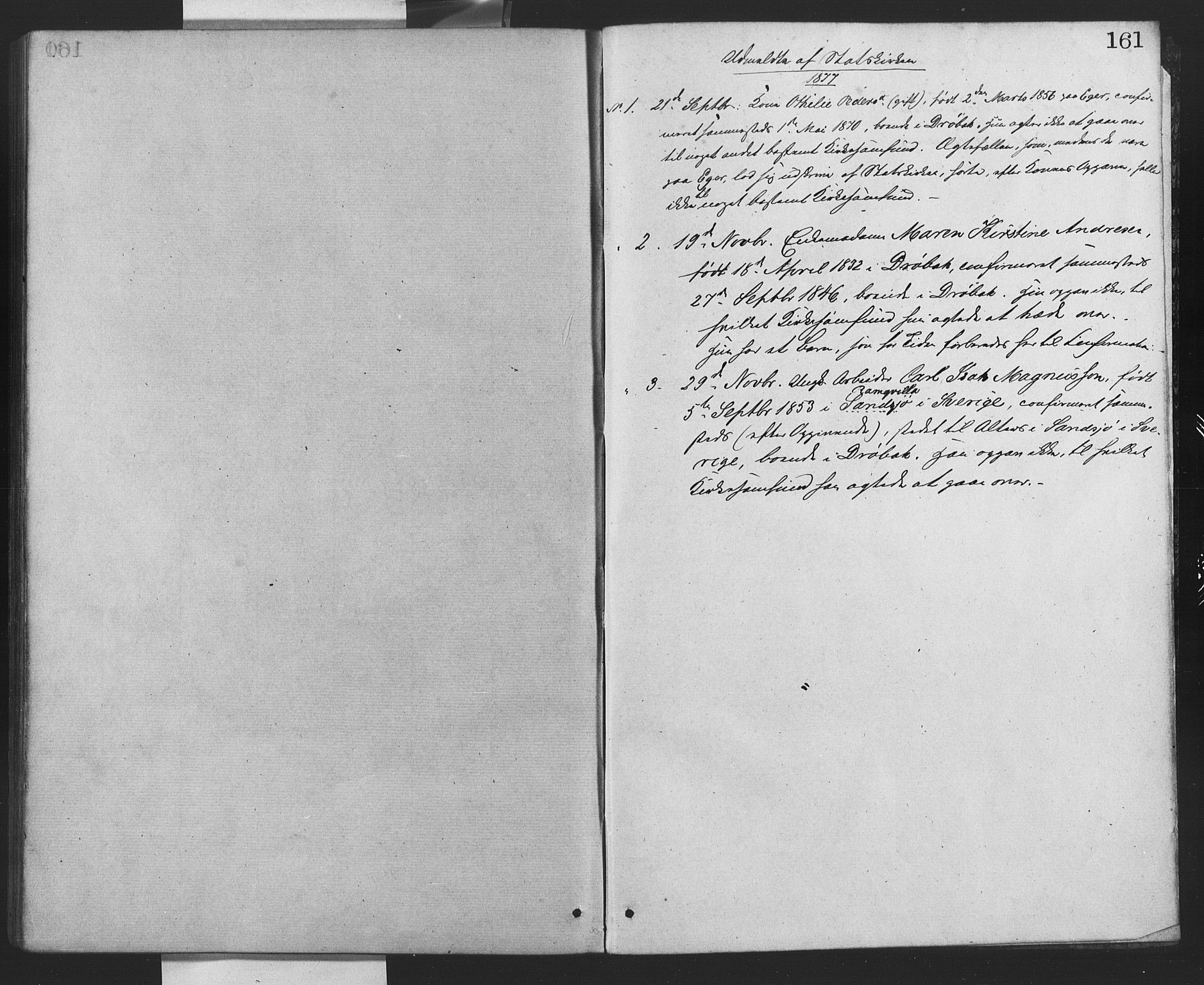 Drøbak prestekontor Kirkebøker, SAO/A-10142a/F/Fa/L0003: Parish register (official) no. I 3, 1871-1877, p. 161