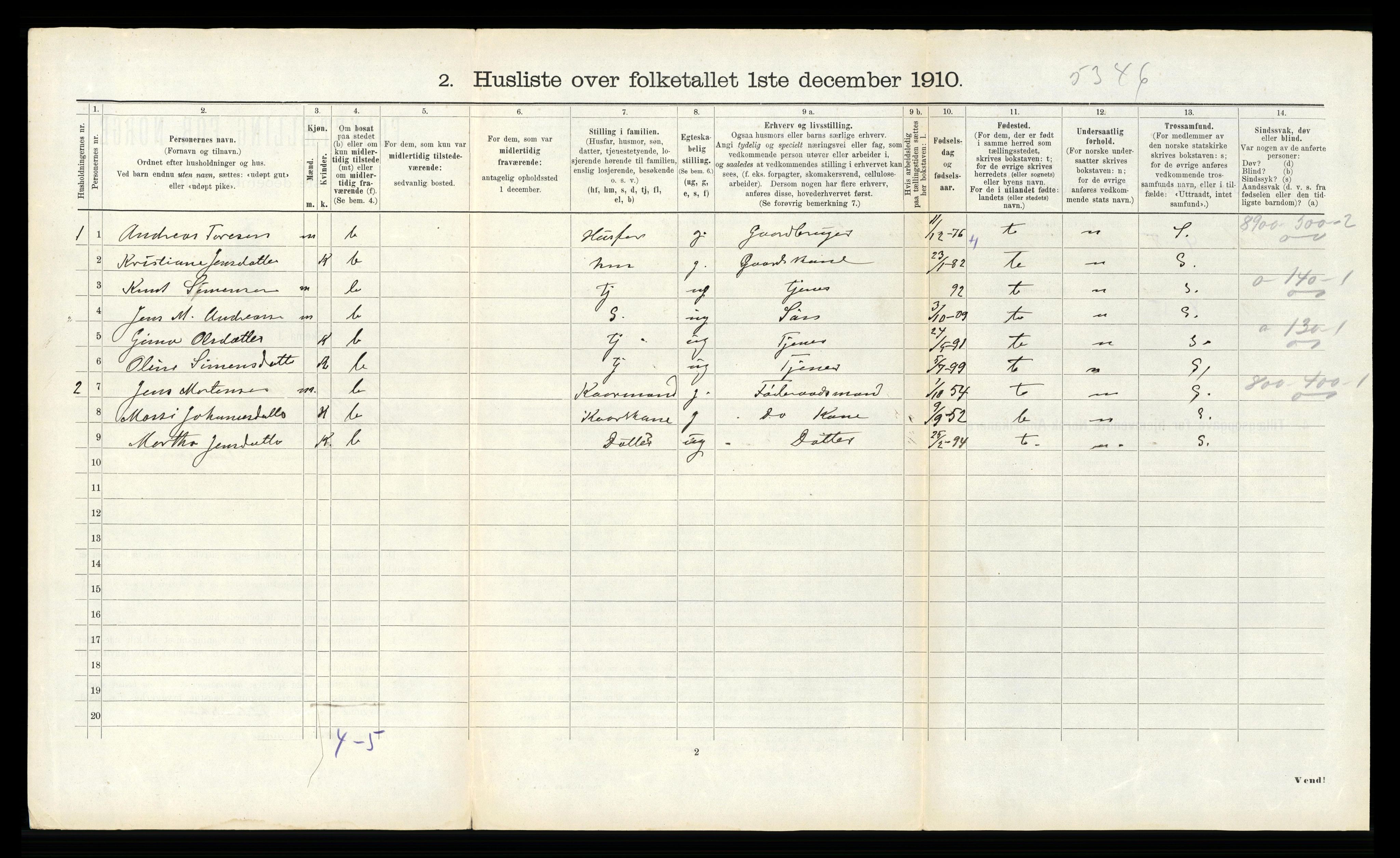 RA, 1910 census for Hjørundfjord, 1910, p. 485