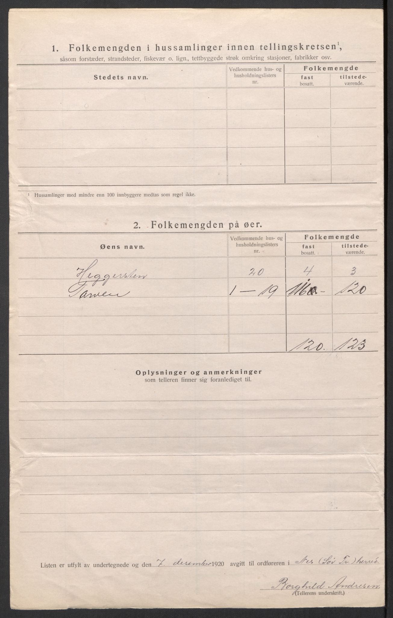 SAT, 1920 census for Nes (ST), 1920, p. 20