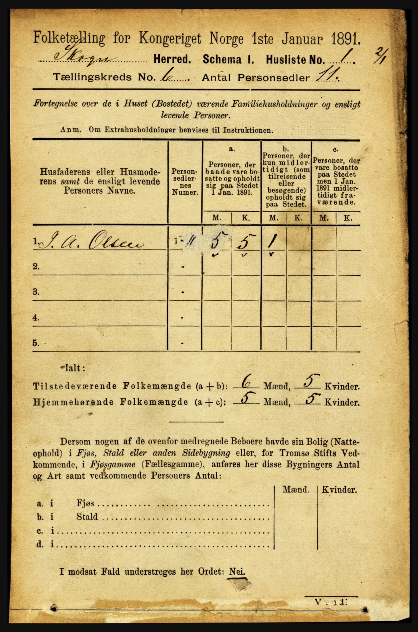 RA, 1891 census for 1719 Skogn, 1891, p. 3349