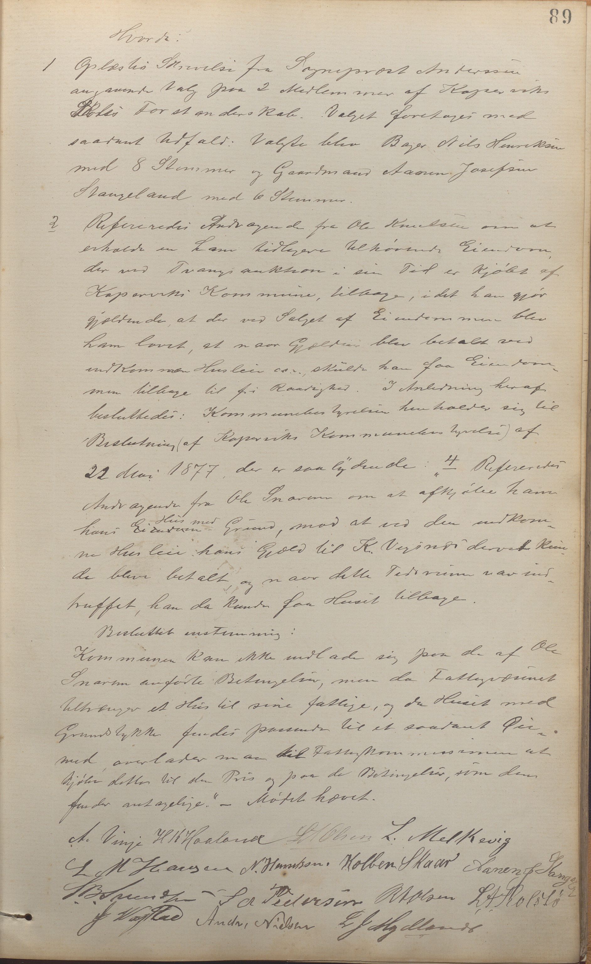 Kopervik Kommune - Formannskapet og Bystyret, IKAR/K-102468/A/Aa/L0002: Møtebok, 1874-1894, p. 89a