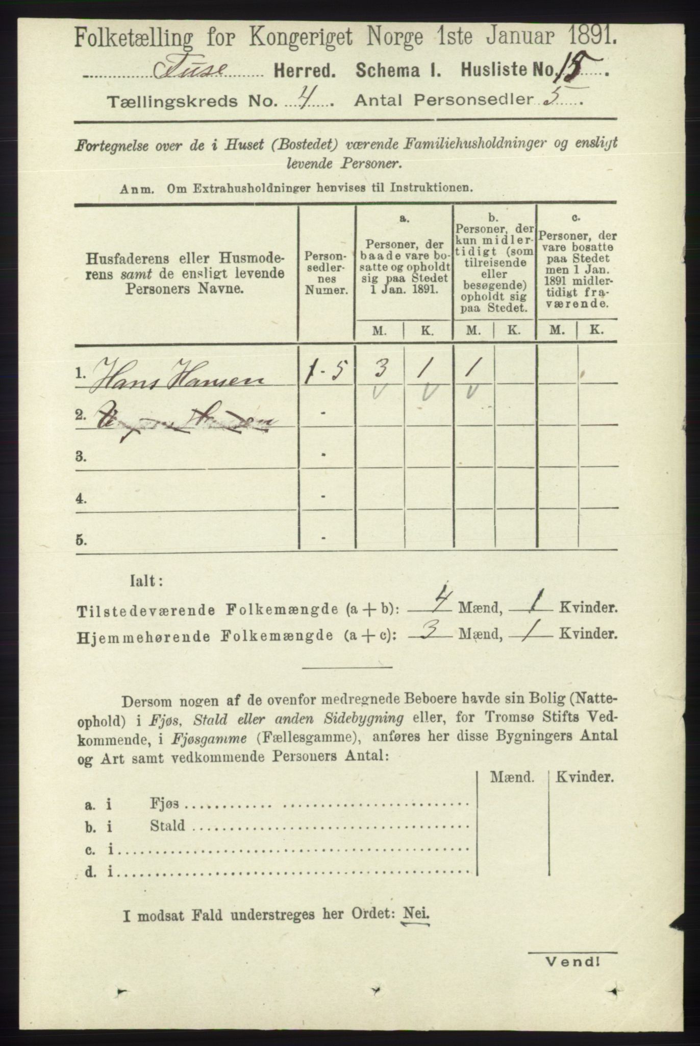 RA, 1891 census for 1241 Fusa, 1891, p. 691