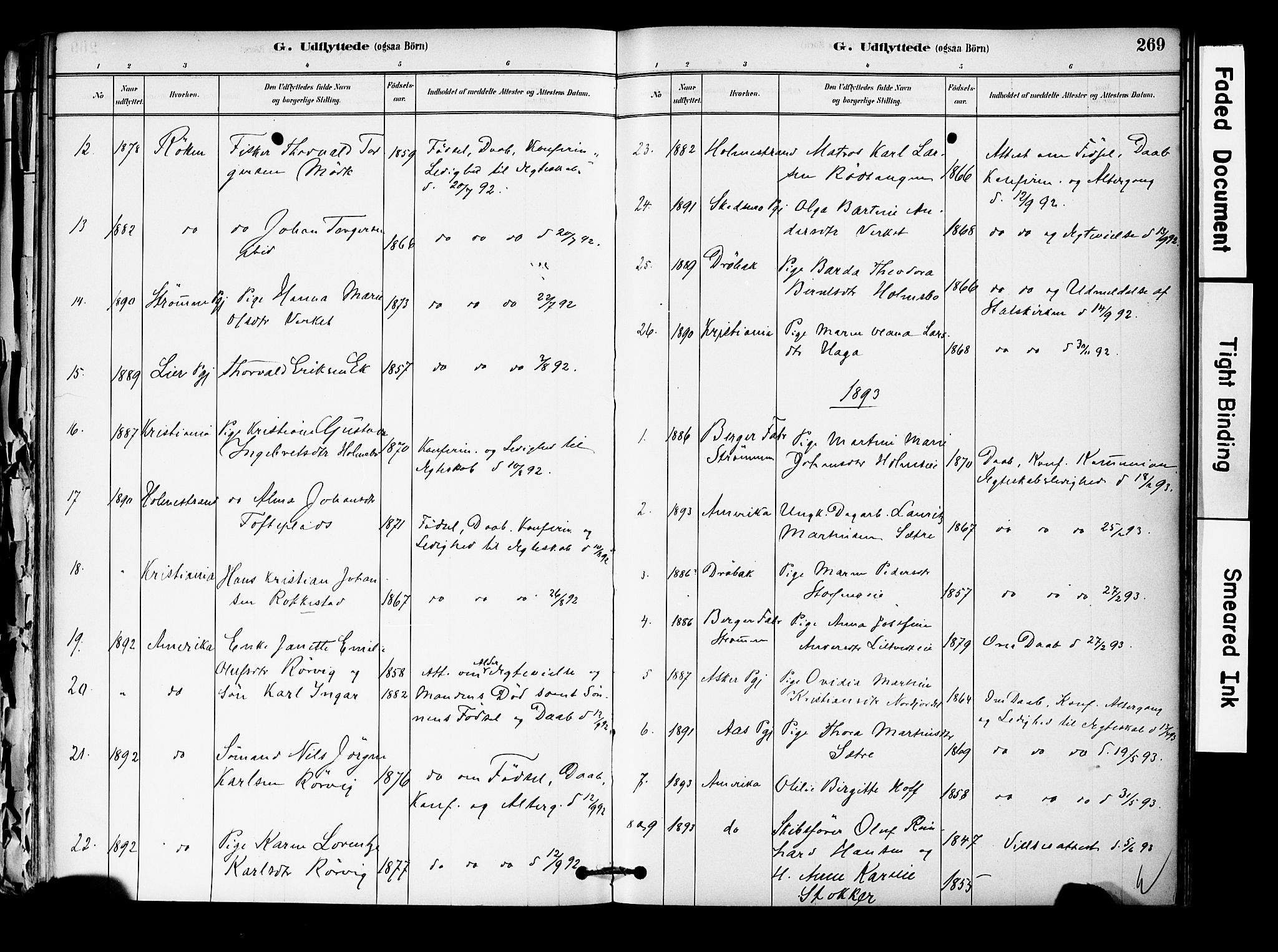 Hurum kirkebøker, SAKO/A-229/F/Fa/L0014: Parish register (official) no. 14, 1882-1895, p. 269