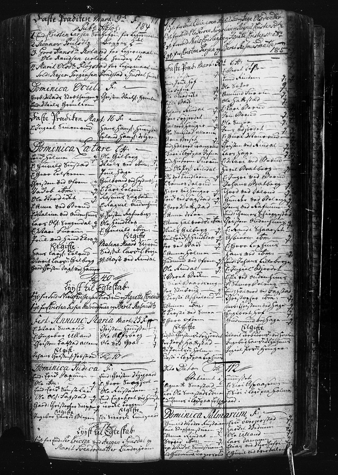 Fåberg prestekontor, SAH/PREST-086/H/Ha/Hab/L0001: Parish register (copy) no. 1, 1727-1767, p. 184-185