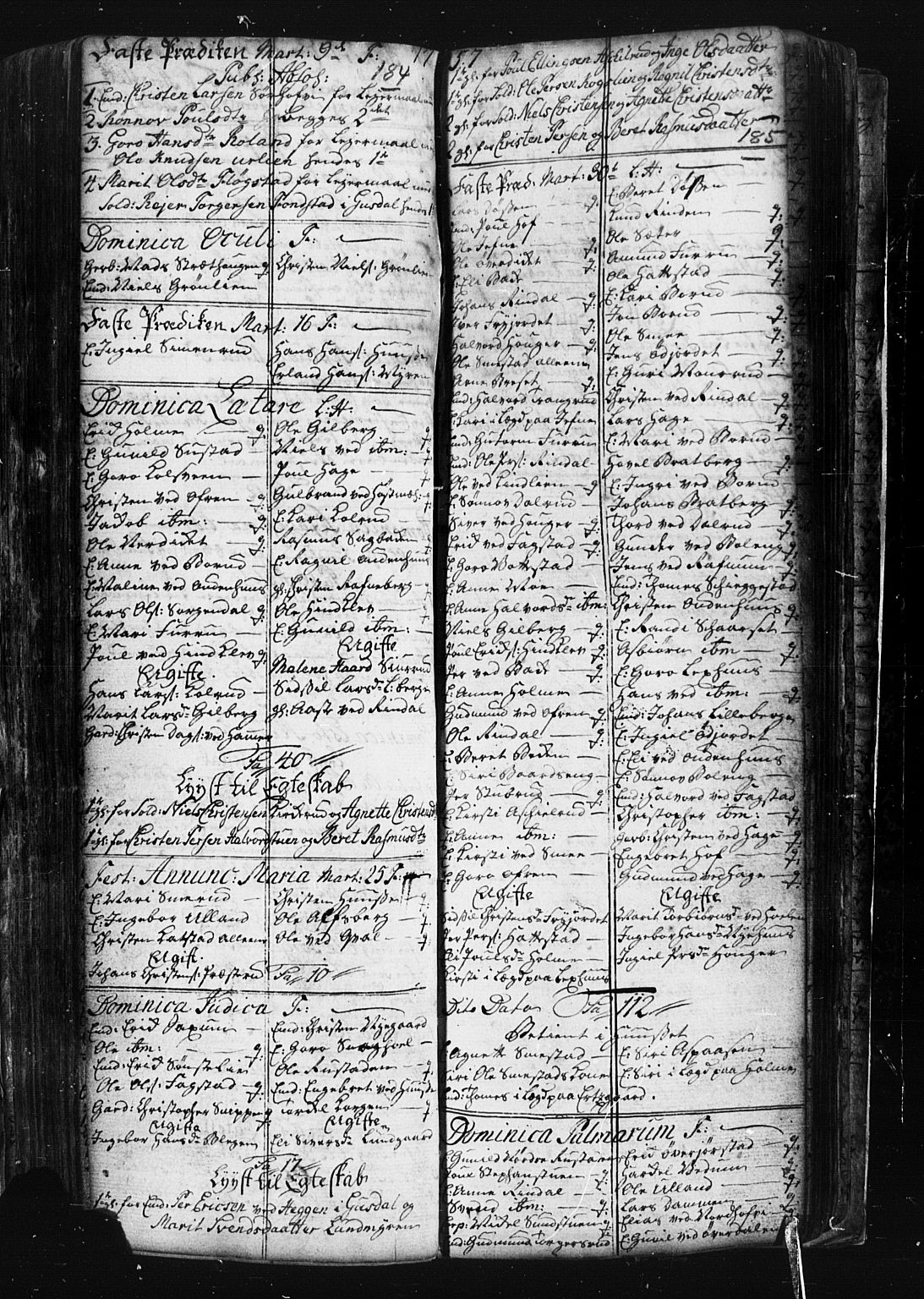 Fåberg prestekontor, AV/SAH-PREST-086/H/Ha/Hab/L0001: Parish register (copy) no. 1, 1727-1767, p. 184-185