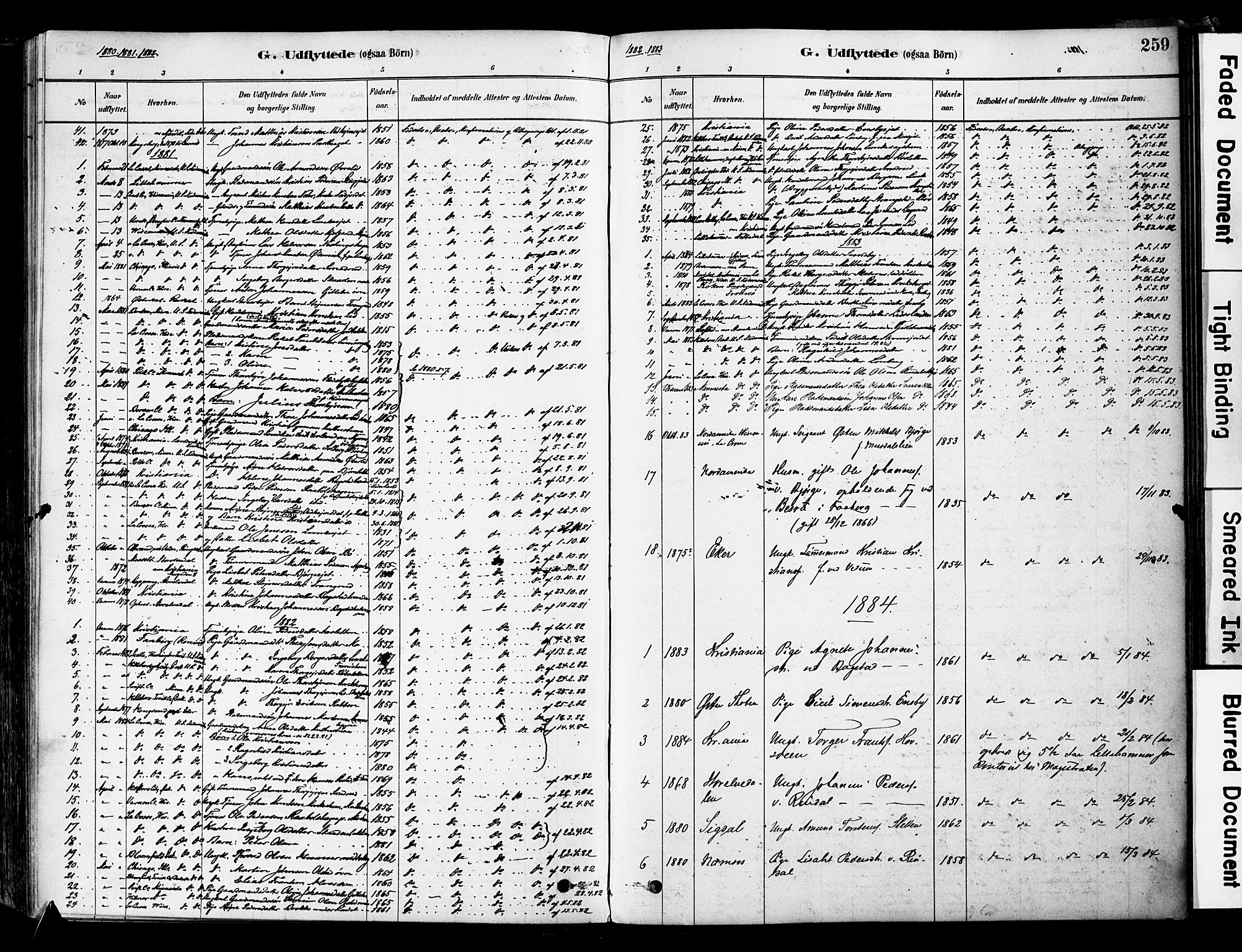 Øyer prestekontor, SAH/PREST-084/H/Ha/Haa/L0008: Parish register (official) no. 8, 1878-1897, p. 259