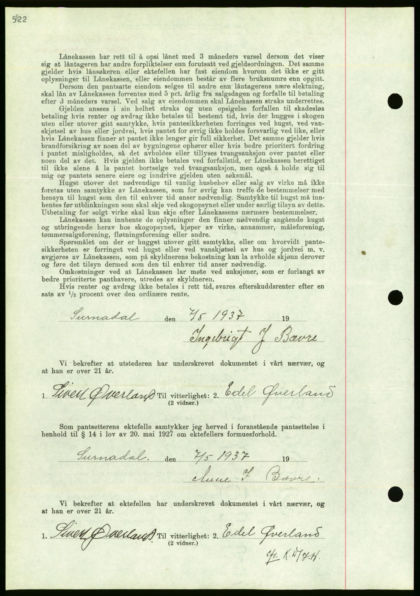 Nordmøre sorenskriveri, AV/SAT-A-4132/1/2/2Ca/L0091: Mortgage book no. B81, 1937-1937, Diary no: : 1601/1937