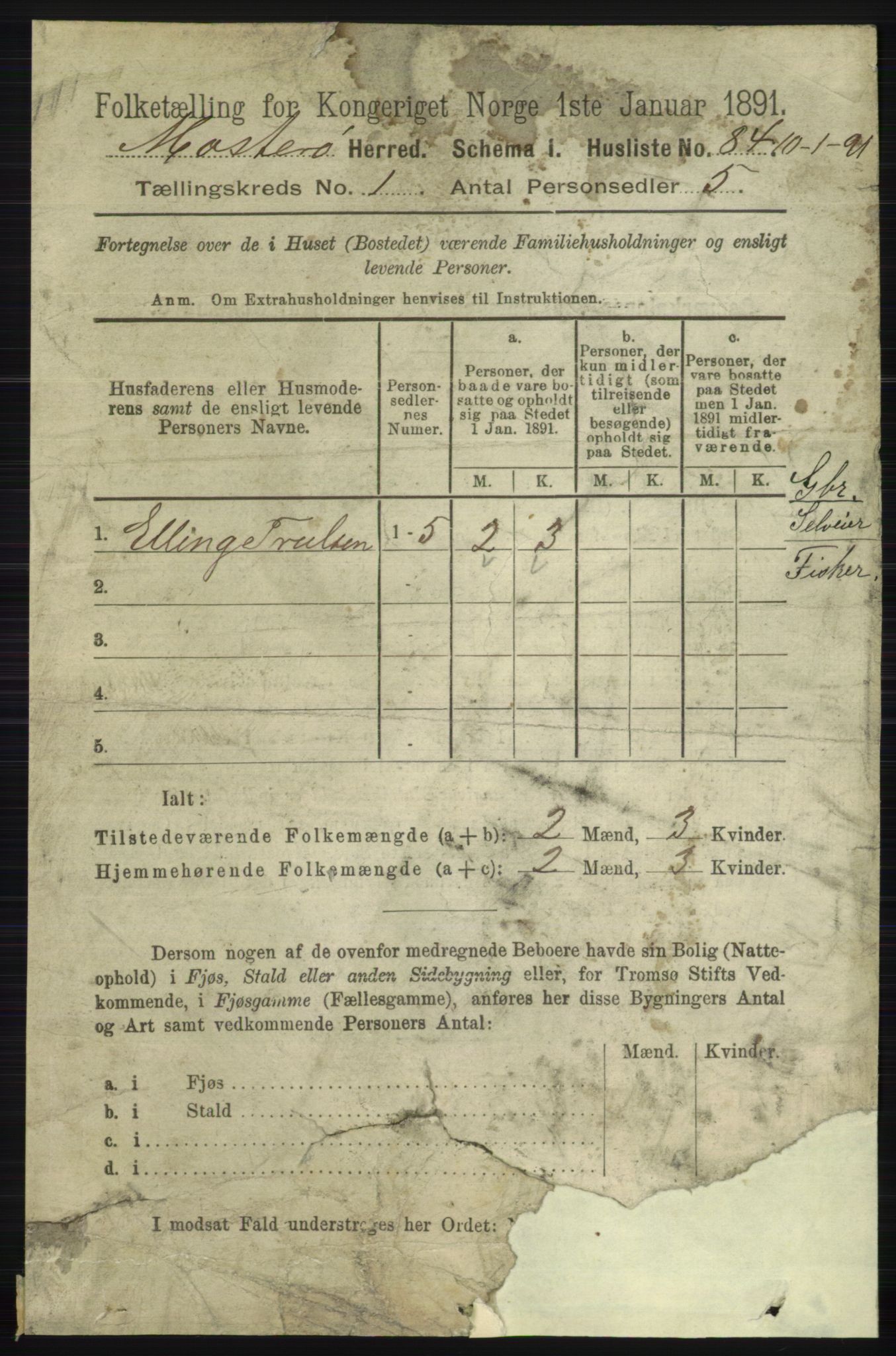 RA, 1891 census for 1143 Mosterøy, 1891, p. 98