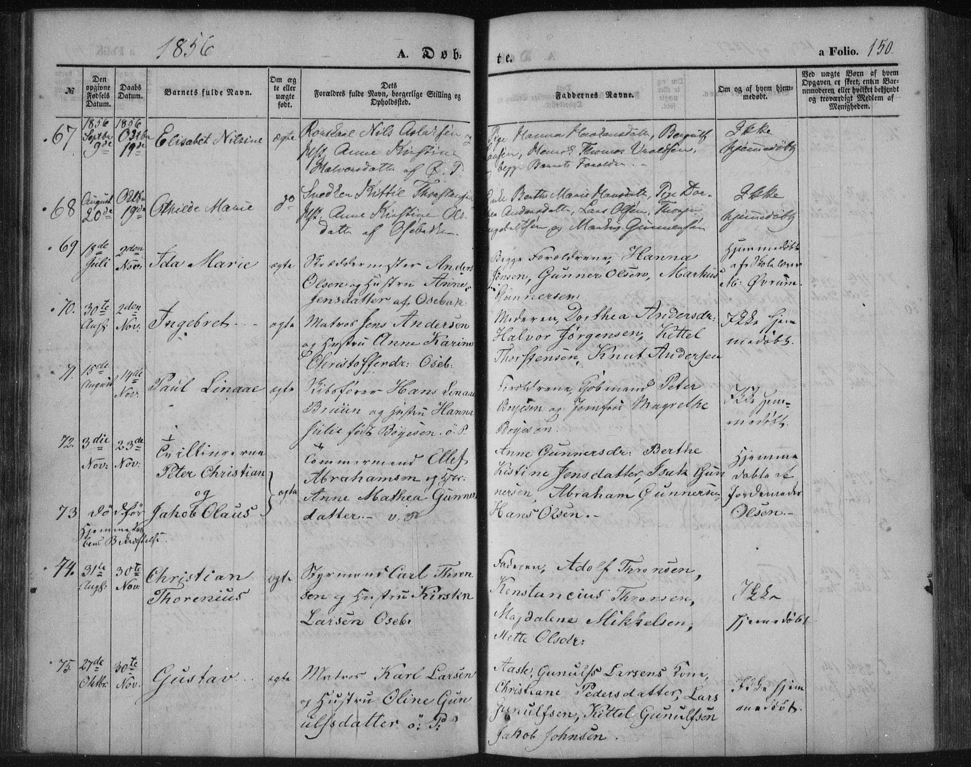 Porsgrunn kirkebøker , SAKO/A-104/F/Fa/L0006: Parish register (official) no. 6, 1841-1857, p. 150