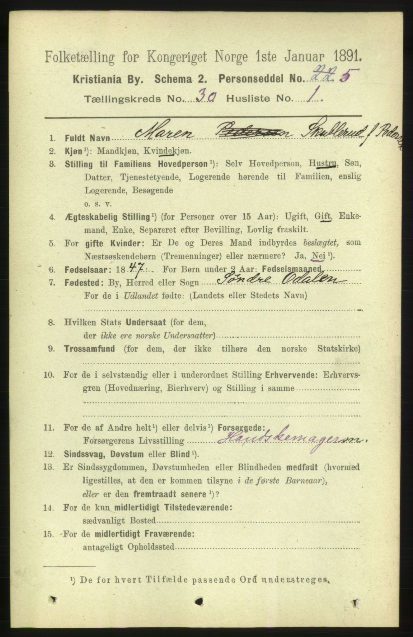 RA, 1891 census for 0301 Kristiania, 1891, p. 15566