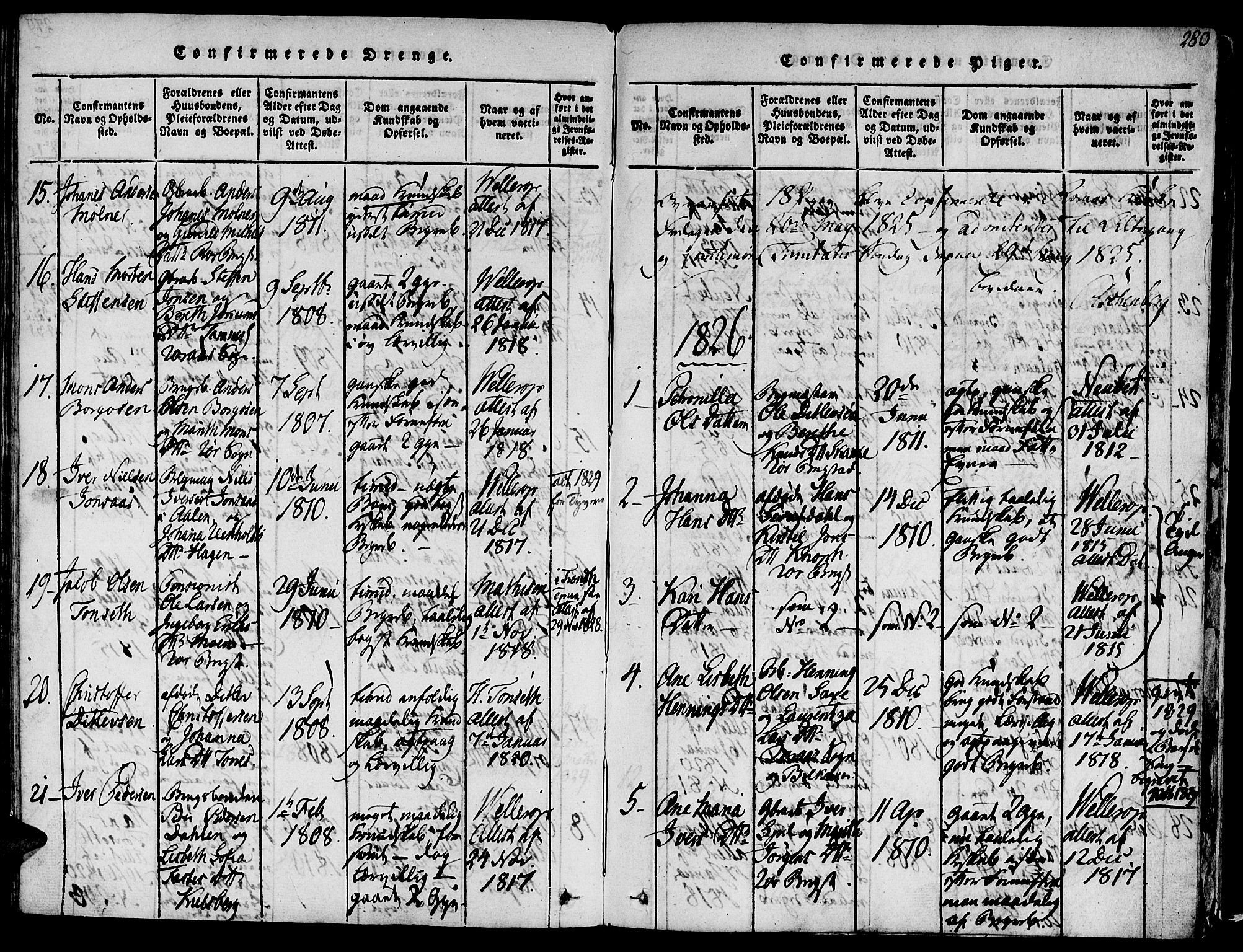 Ministerialprotokoller, klokkerbøker og fødselsregistre - Sør-Trøndelag, AV/SAT-A-1456/681/L0929: Parish register (official) no. 681A07, 1817-1828, p. 280