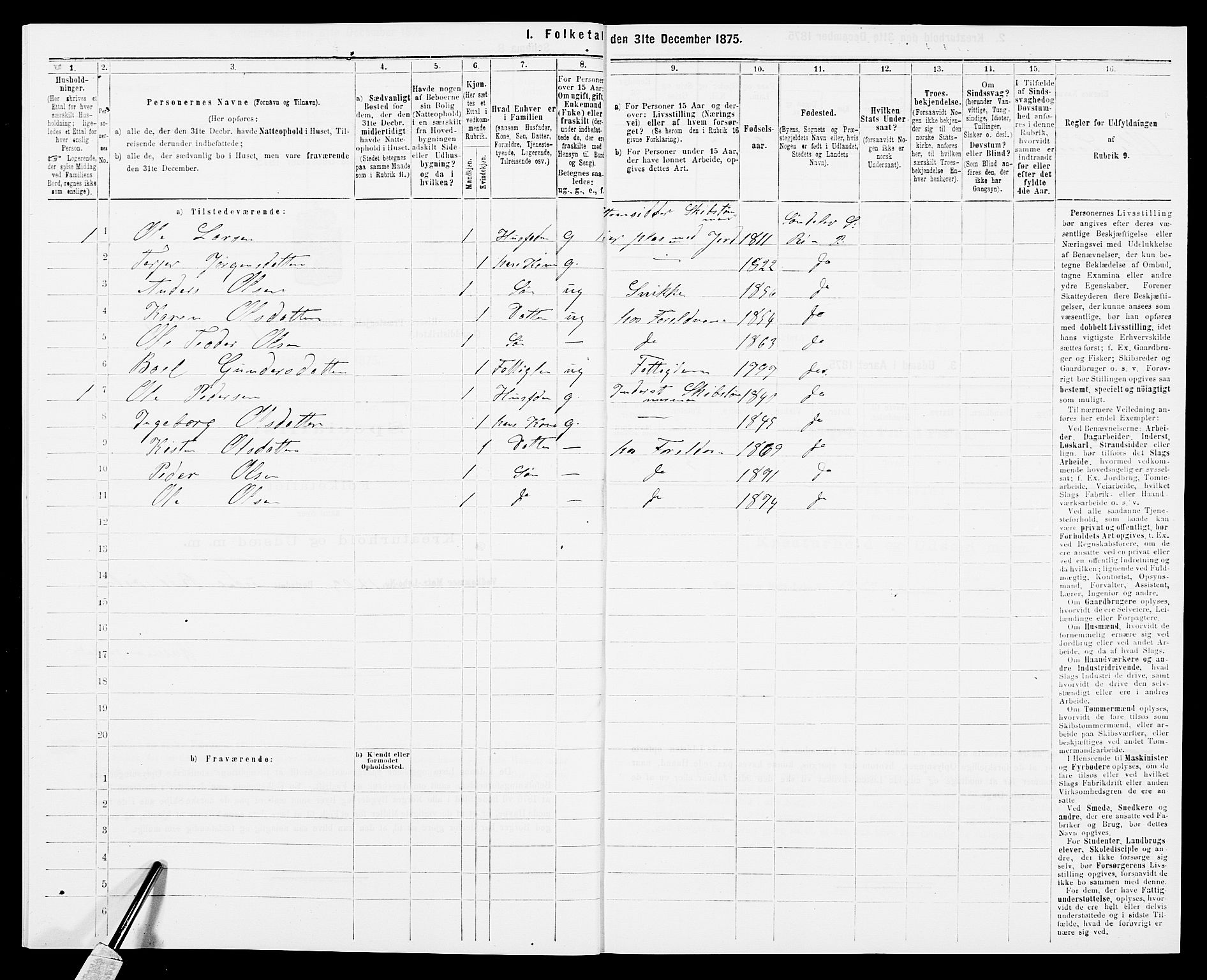 SAK, 1875 census for 0913L Risør/Søndeled, 1875, p. 617