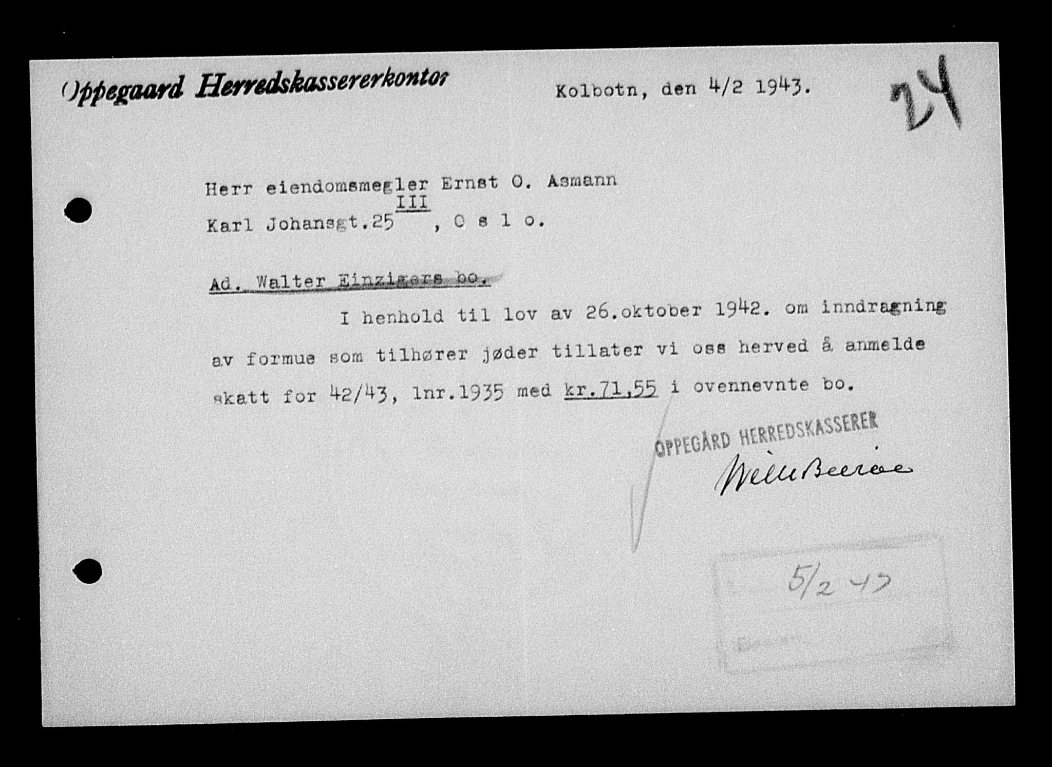 Justisdepartementet, Tilbakeføringskontoret for inndratte formuer, AV/RA-S-1564/H/Hc/Hcc/L0932: --, 1945-1947, p. 453