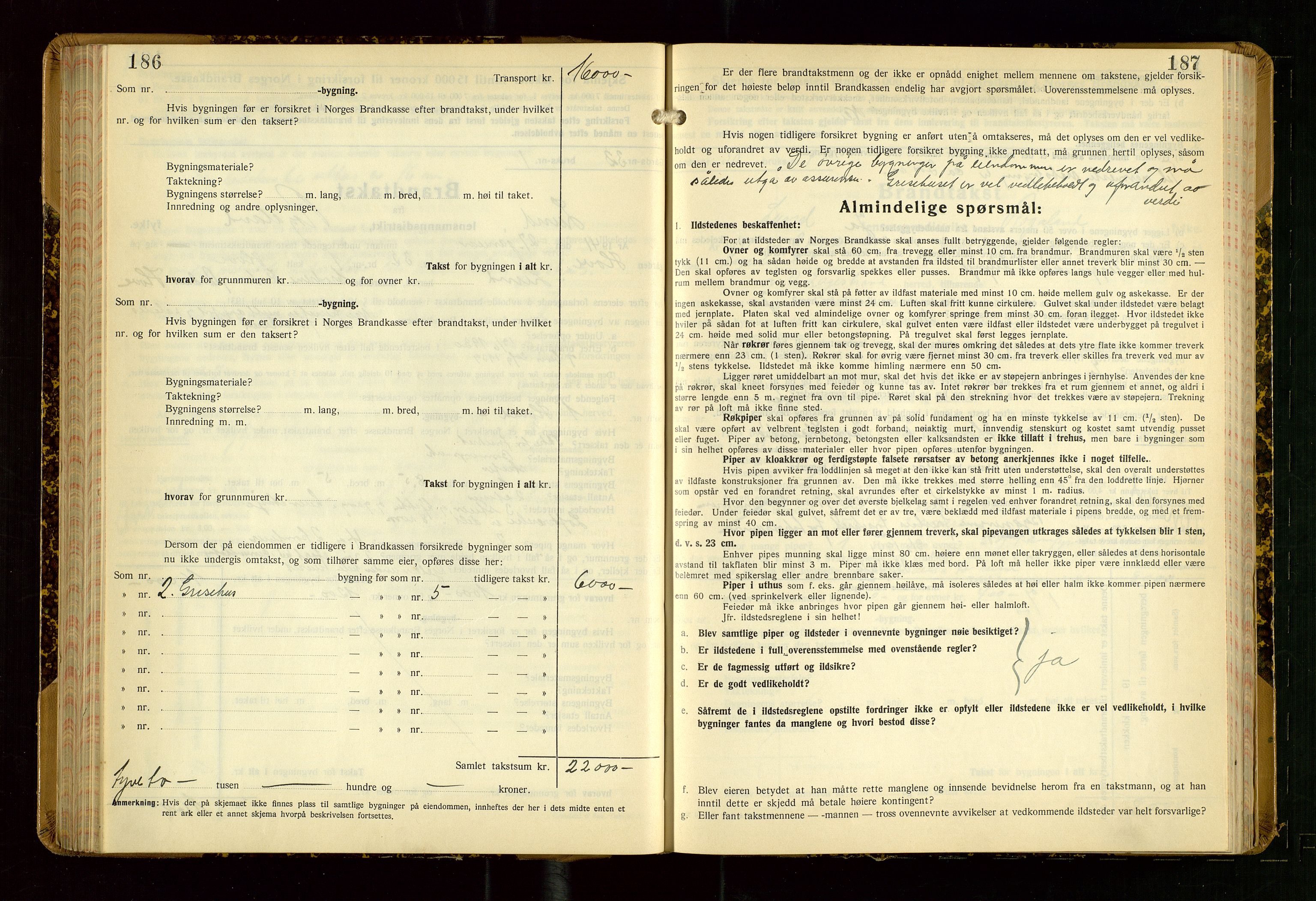 Lund lensmannskontor, SAST/A-100303/Gob/L0006: "Brandtakstprotokoll", 1938-1951, p. 186-187