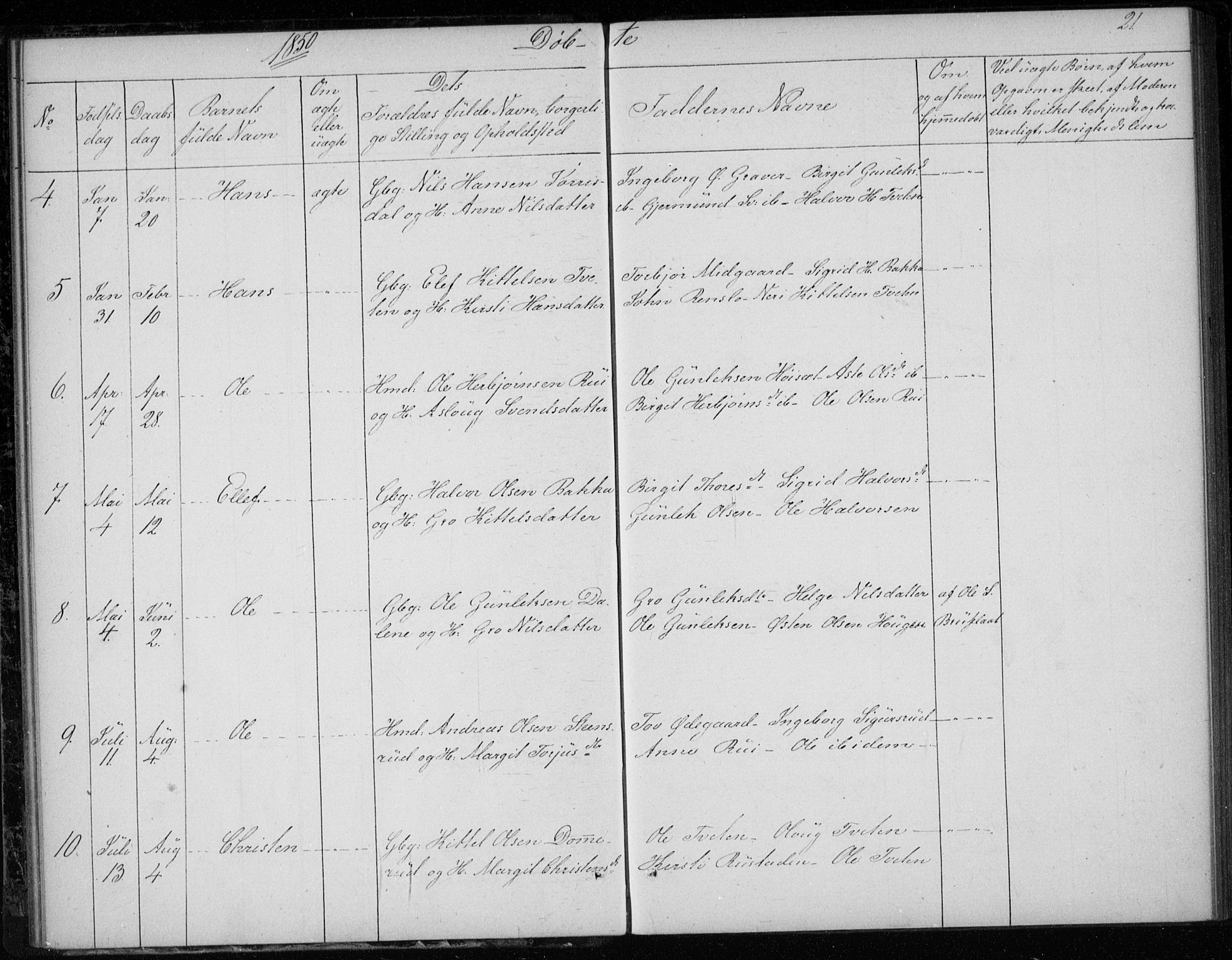 Gransherad kirkebøker, AV/SAKO-A-267/F/Fb/L0003: Parish register (official) no. II 3, 1844-1859, p. 21