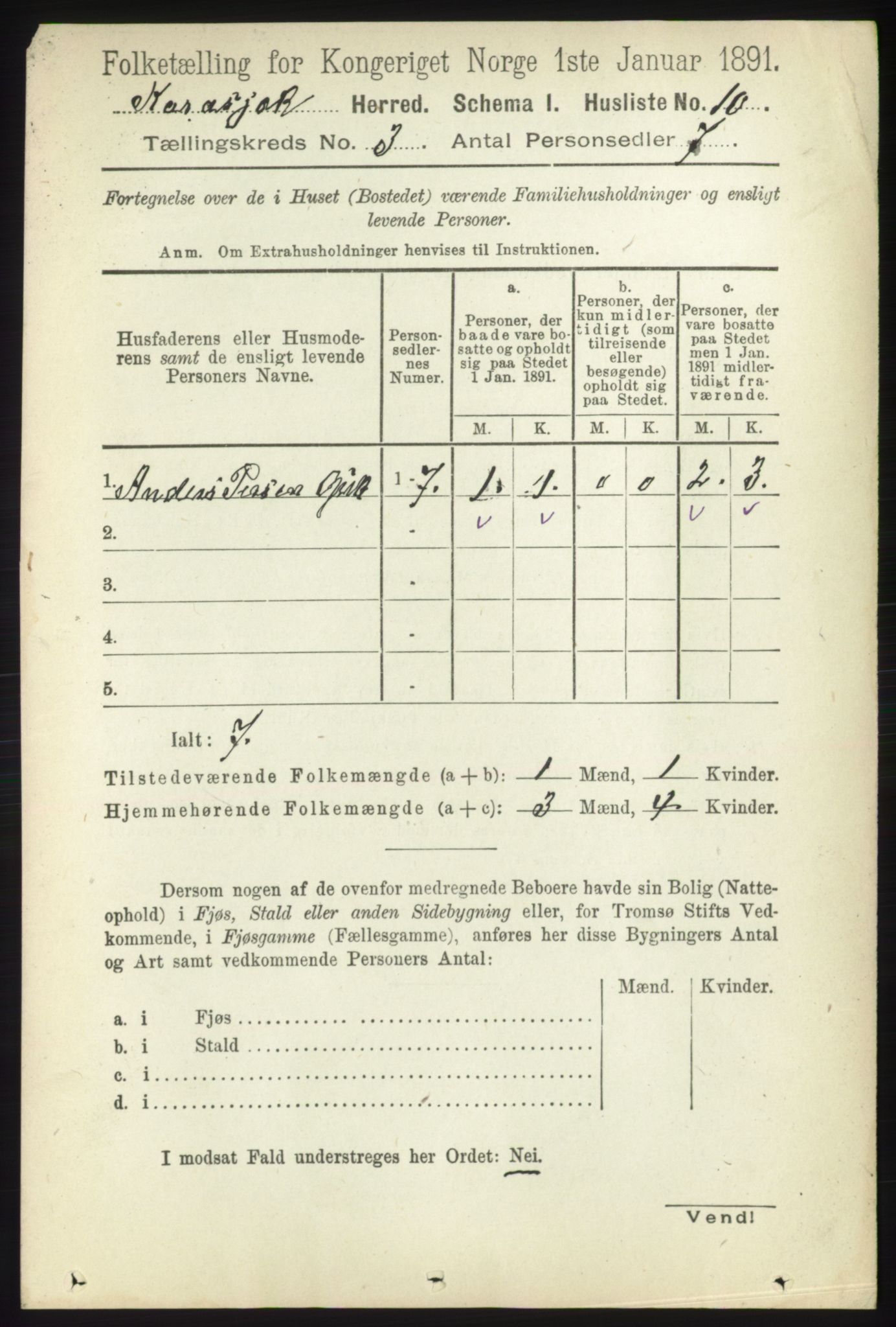 RA, 1891 census for 2021 Karasjok, 1891, p. 541