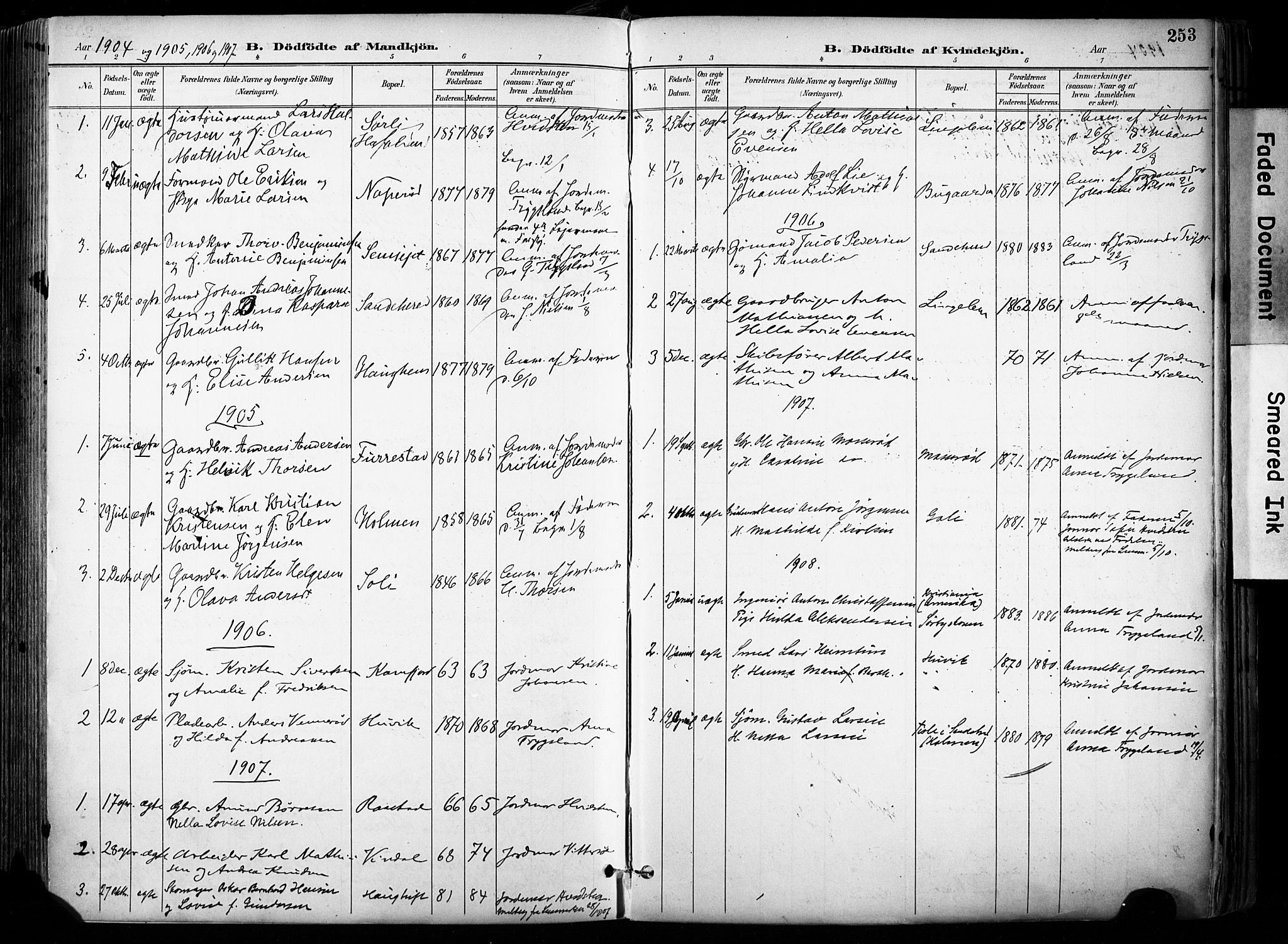 Sandar kirkebøker, SAKO/A-243/F/Fa/L0014: Parish register (official) no. 14, 1896-1909, p. 253