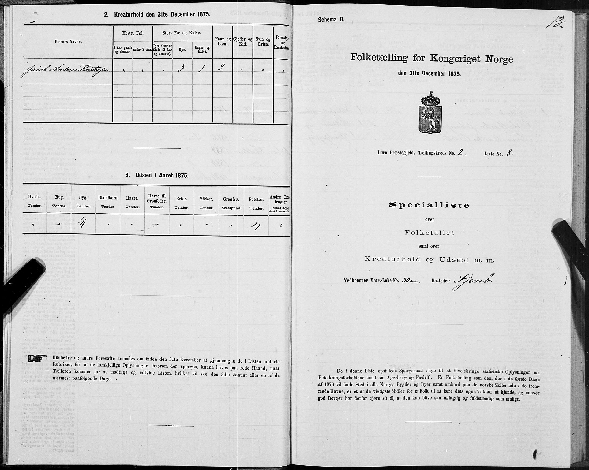 SAT, 1875 census for 1834P Lurøy, 1875, p. 2013