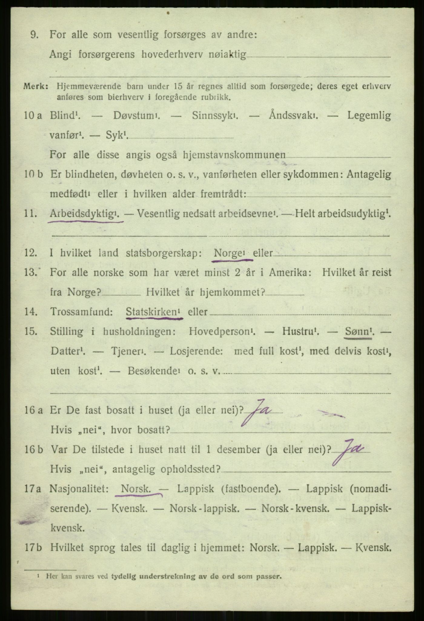 SATØ, 1920 census for Hillesøy, 1920, p. 2914