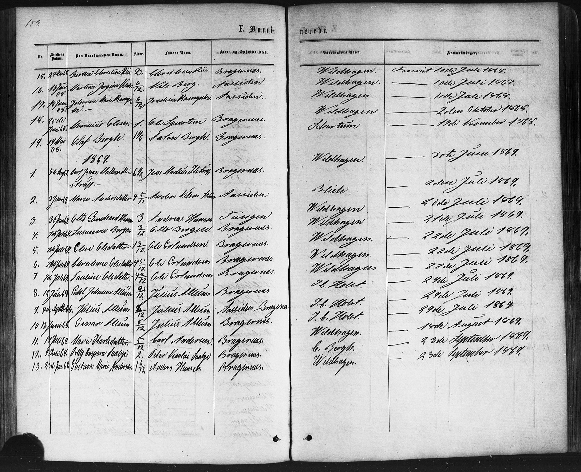 Bragernes kirkebøker, AV/SAKO-A-6/F/Fc/L0003: Parish register (official) no. III 3, 1865-1874, p. 153