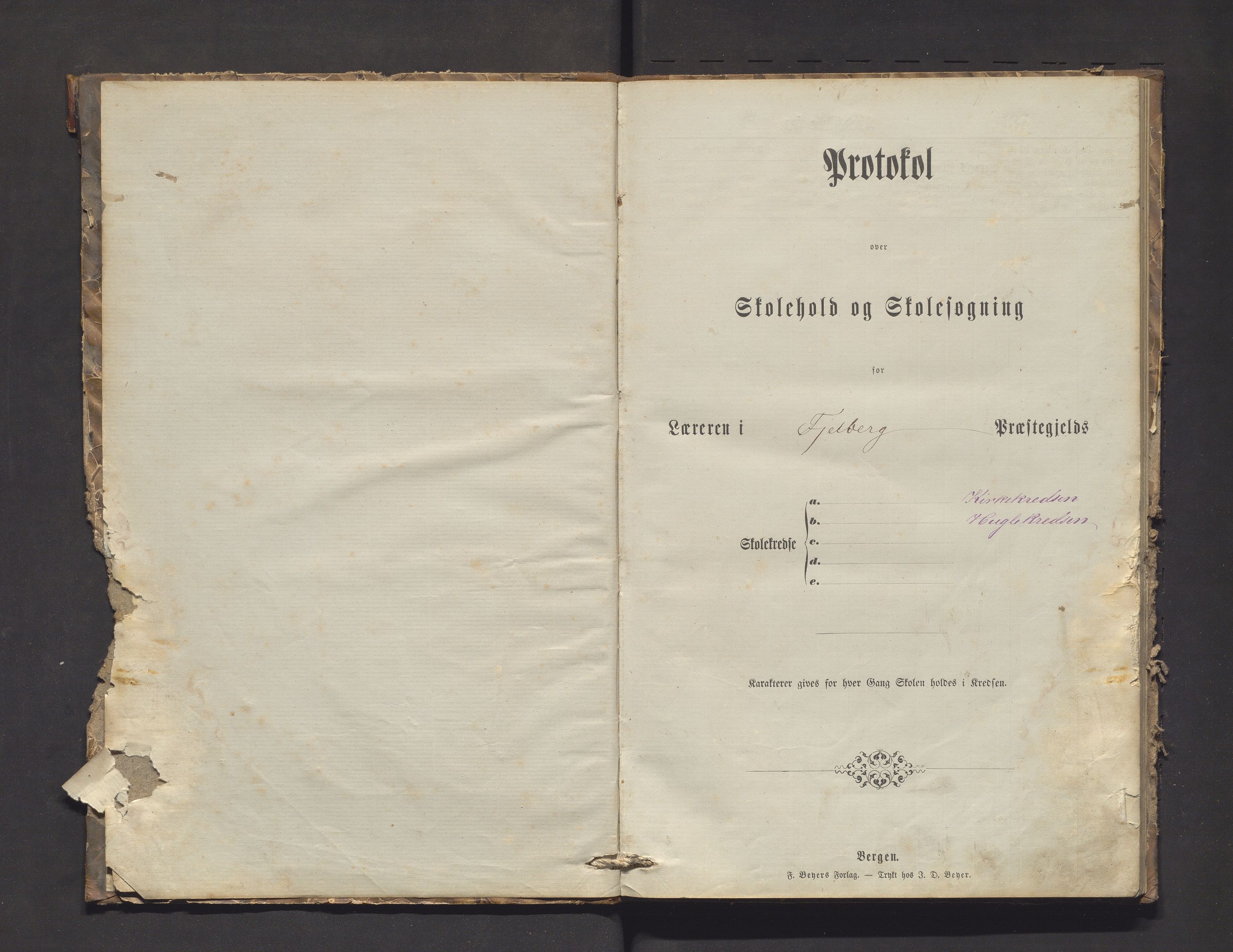 Fjelberg kommune. Barneskulane, IKAH/1213-231/F/Fb/L0003: Skuleprotokoll for Huglo, Kyrkjekrinsen og Sætre krinsar, 1873-1884