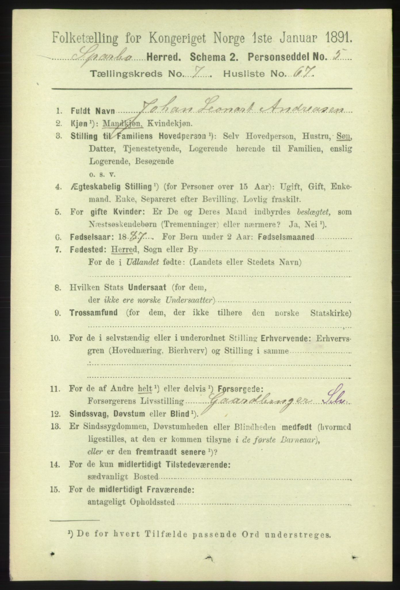 RA, 1891 census for 1731 Sparbu, 1891, p. 2753