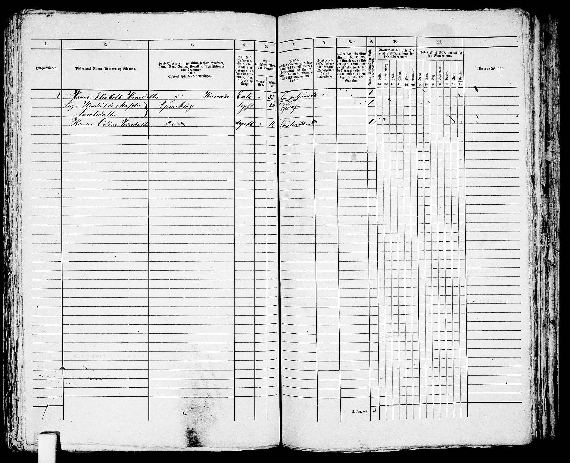 RA, 1865 census for Fjære/Grimstad, 1865, p. 278