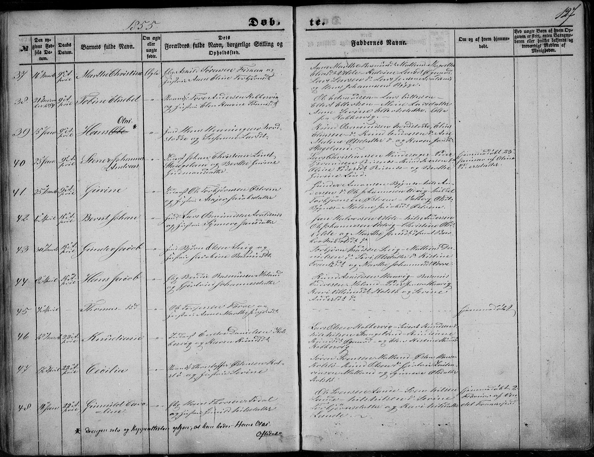 Avaldsnes sokneprestkontor, SAST/A -101851/H/Ha/Haa/L0008: Parish register (official) no. A 8, 1847-1857, p. 127