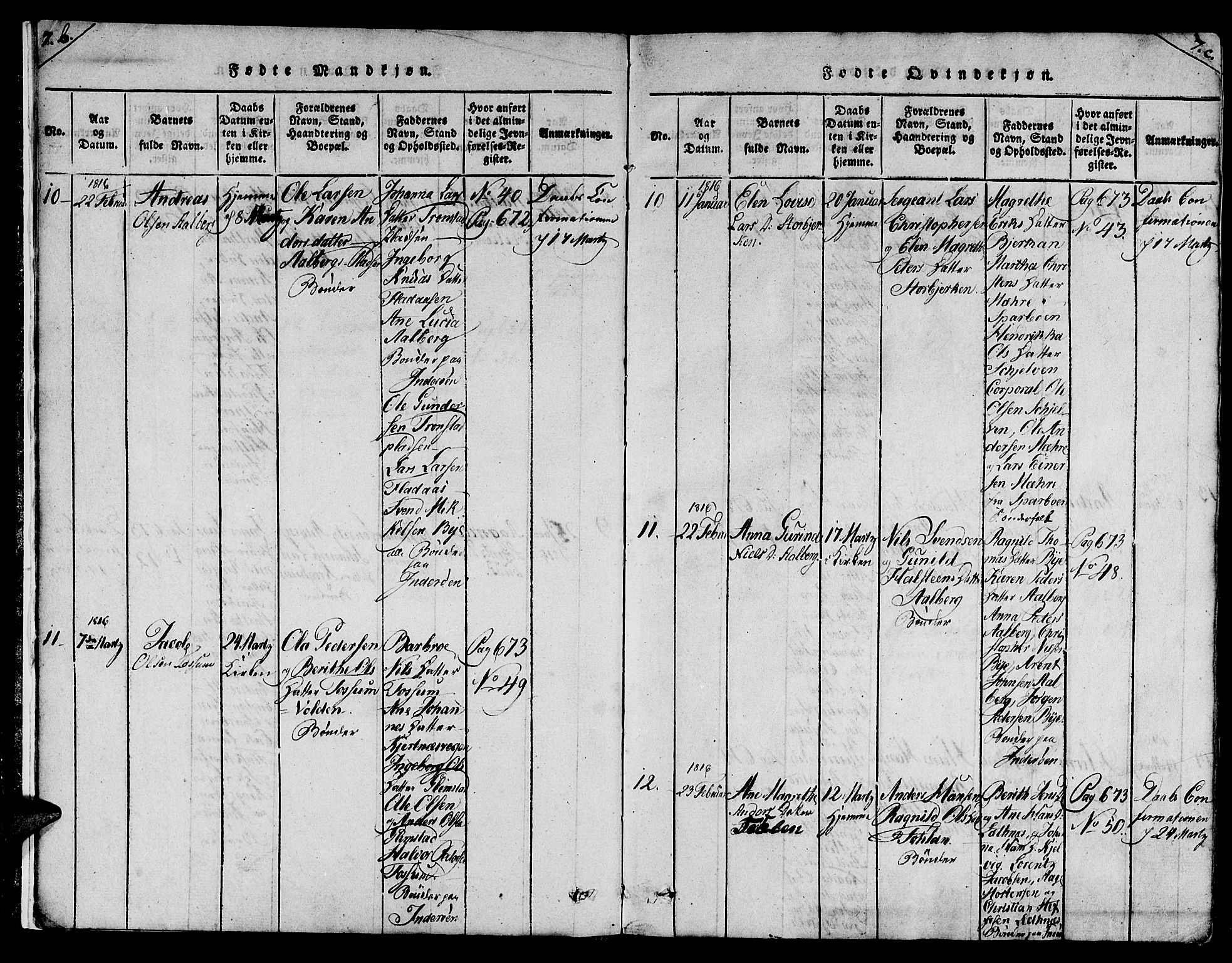 Ministerialprotokoller, klokkerbøker og fødselsregistre - Nord-Trøndelag, SAT/A-1458/730/L0275: Parish register (official) no. 730A04, 1816-1822, p. 7b-7c