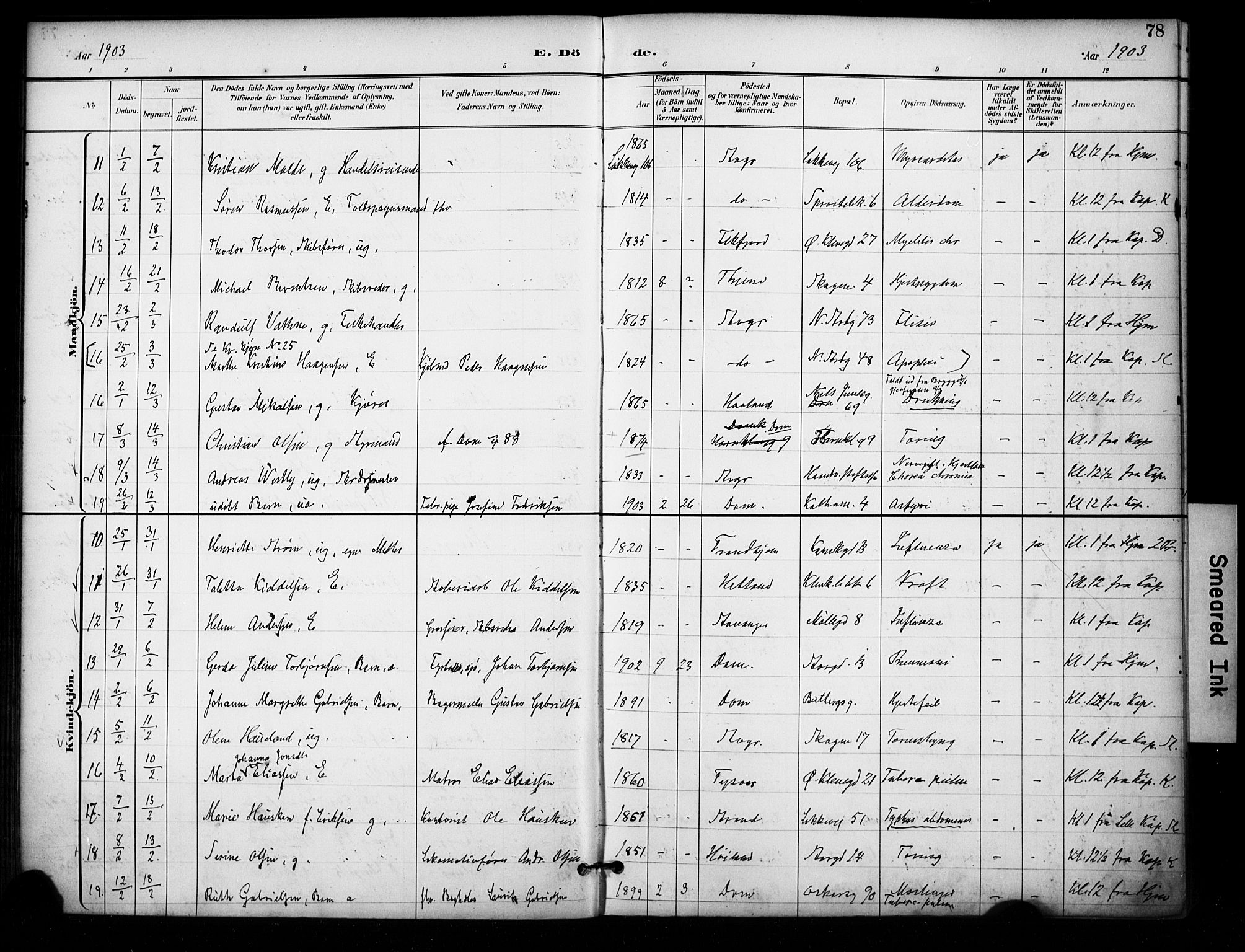 Domkirken sokneprestkontor, AV/SAST-A-101812/001/30/30BA/L0032: Parish register (official) no. A 31, 1896-1917, p. 78