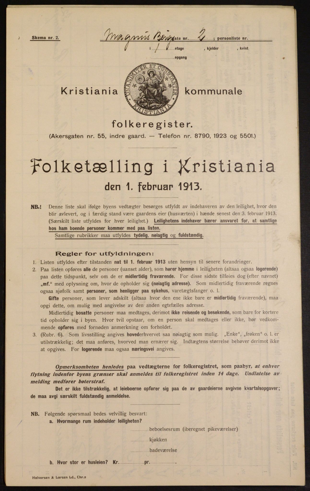 OBA, Municipal Census 1913 for Kristiania, 1913, p. 58864