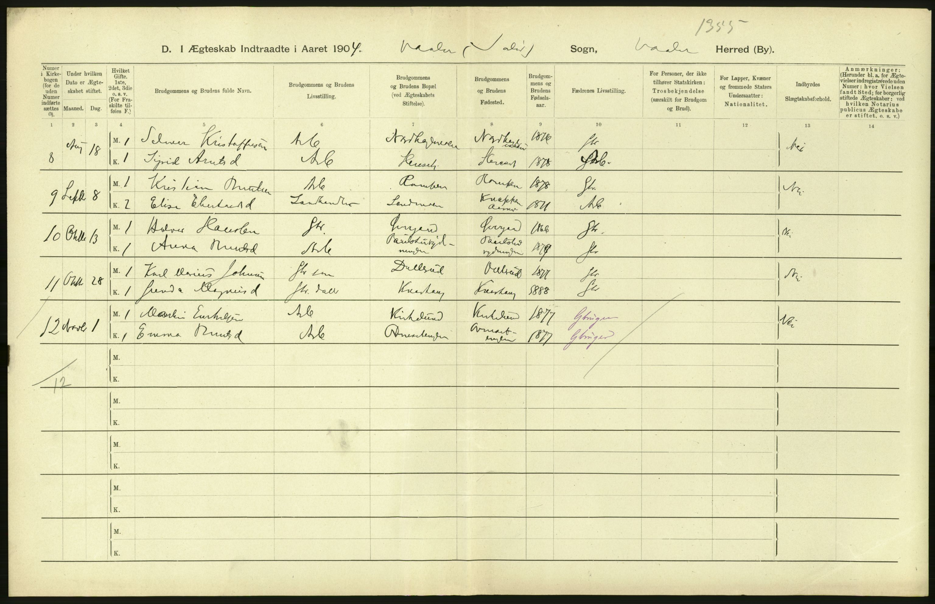 Statistisk sentralbyrå, Sosiodemografiske emner, Befolkning, AV/RA-S-2228/D/Df/Dfa/Dfab/L0005: Hedemarkens amt: Fødte, gifte, døde, 1904, p. 570