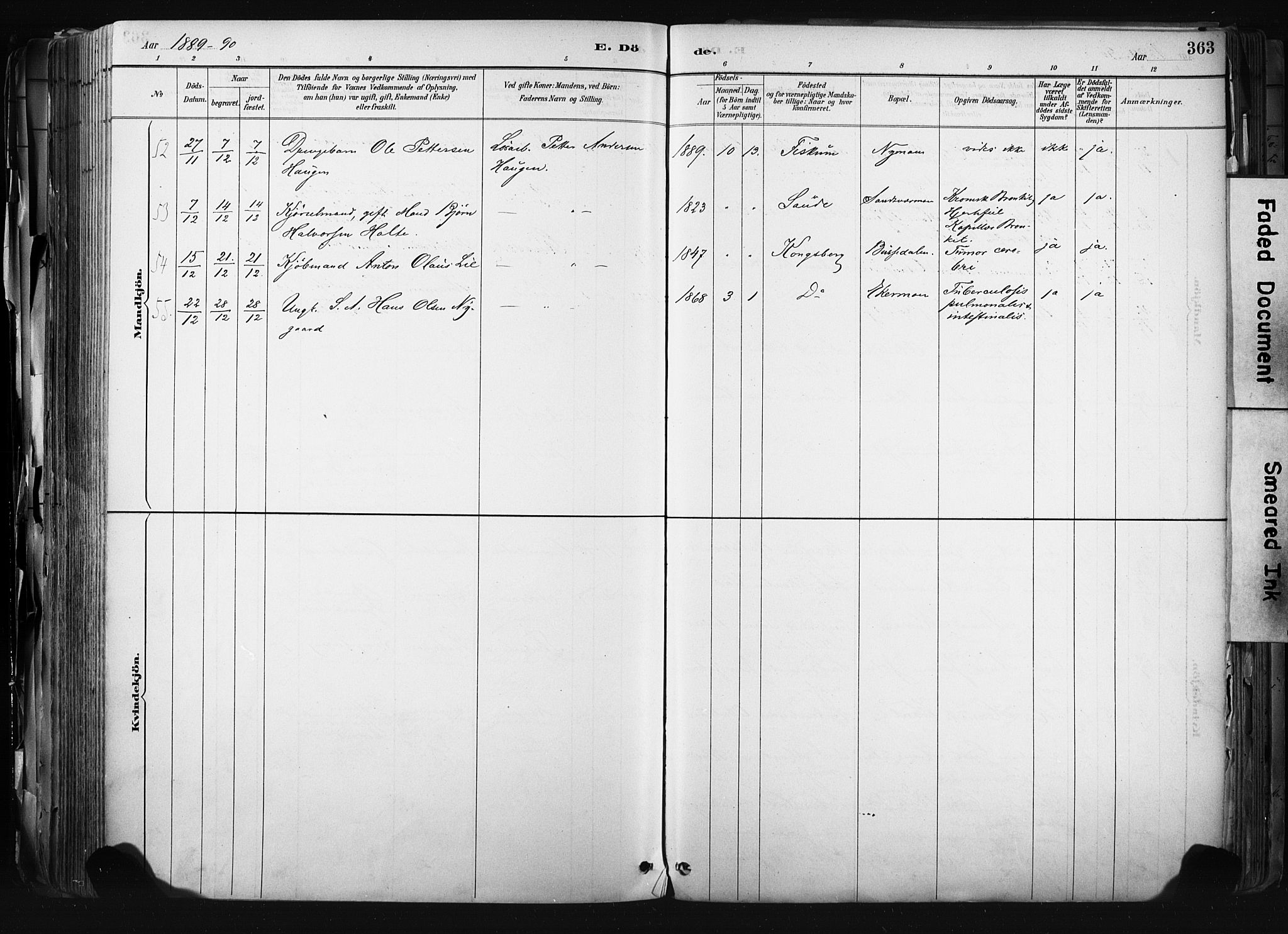 Kongsberg kirkebøker, SAKO/A-22/F/Fb/L0002: Parish register (official) no. II 2, 1886-1896, p. 363