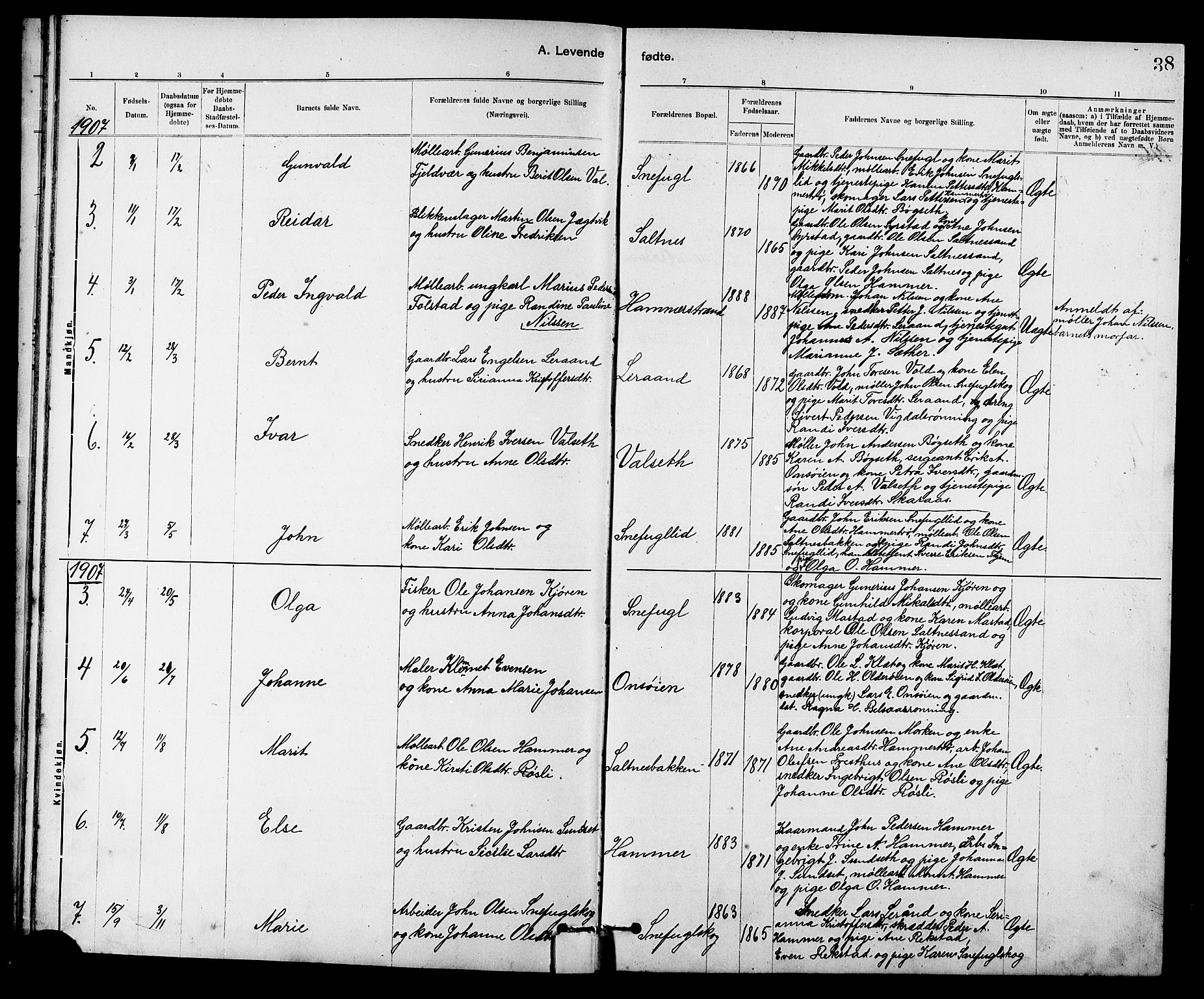 Ministerialprotokoller, klokkerbøker og fødselsregistre - Sør-Trøndelag, SAT/A-1456/666/L0790: Parish register (copy) no. 666C03, 1885-1908, p. 38