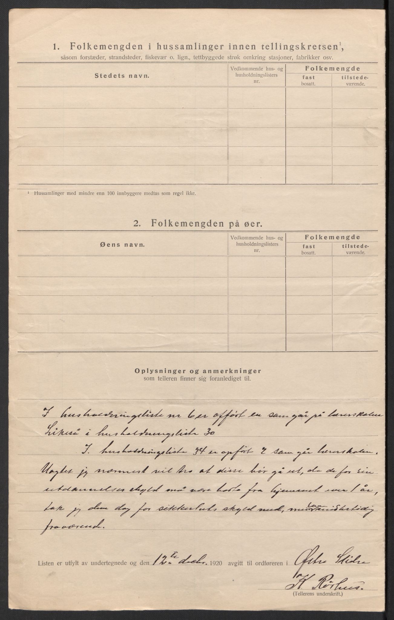 SAH, 1920 census for Øystre Slidre, 1920, p. 20