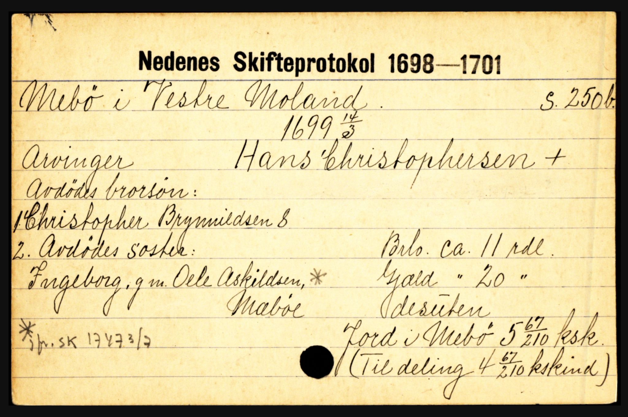 Nedenes sorenskriveri før 1824, AV/SAK-1221-0007/H, p. 19347