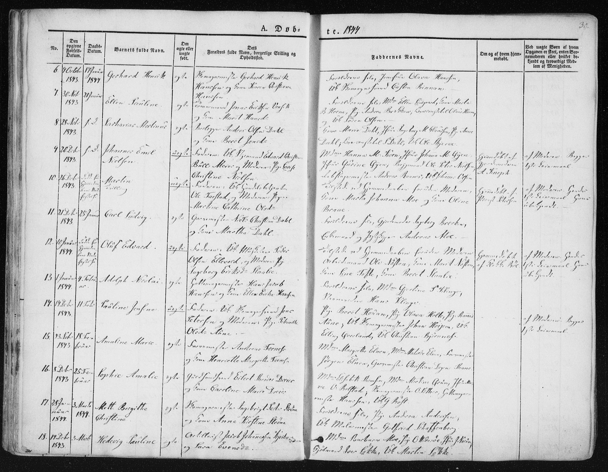Ministerialprotokoller, klokkerbøker og fødselsregistre - Sør-Trøndelag, SAT/A-1456/602/L0110: Parish register (official) no. 602A08, 1840-1854, p. 30